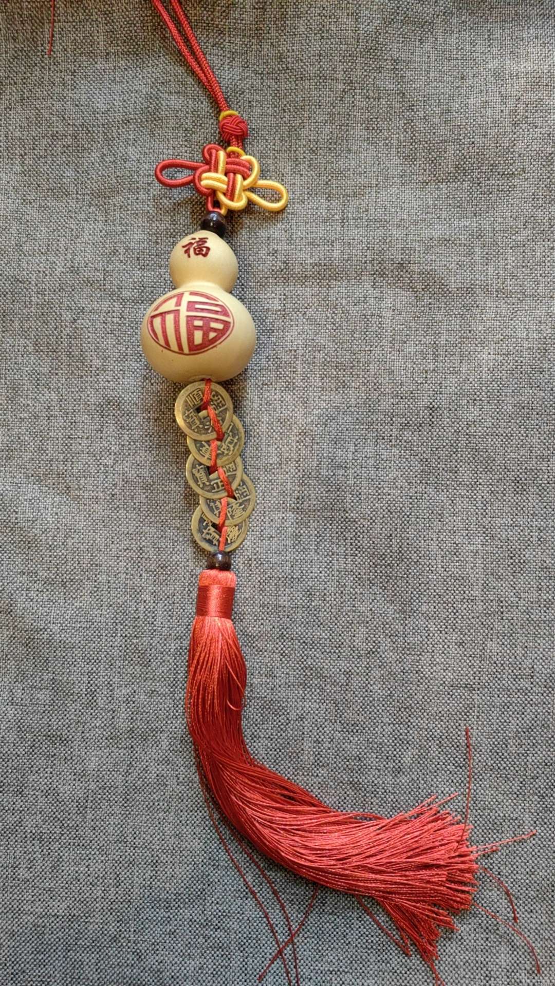The blue tassel Chinese knot pendant with a peace gourd symbolizes peace, happiness, prosperity, good fortune, and the attraction of wealth and blessings detail image 4