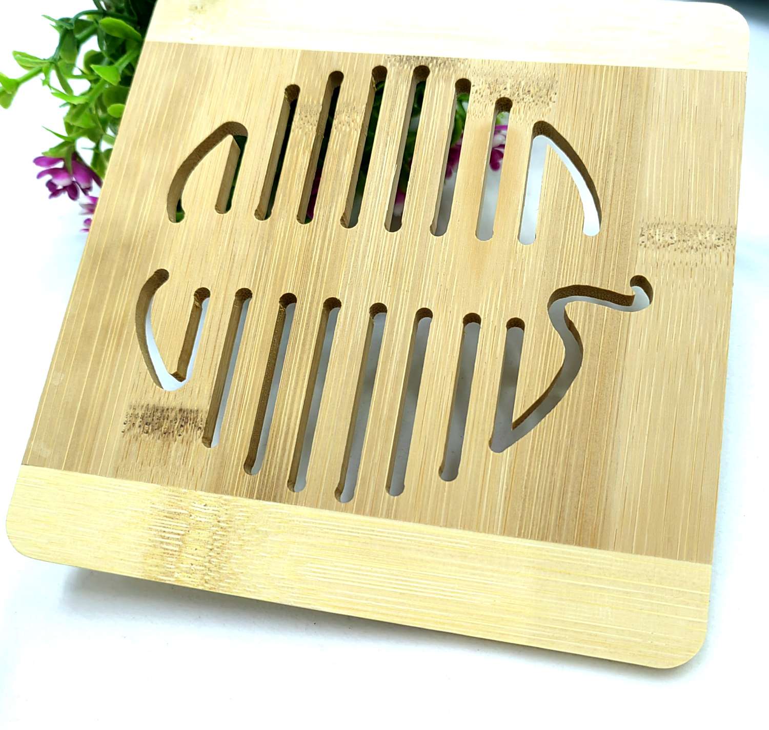 Bamboo placemats, heat insulation pads, creative cup MATS, cartoon cute table MATS, wooden bowl MATS, household hollowed-out cup MATS pic 2