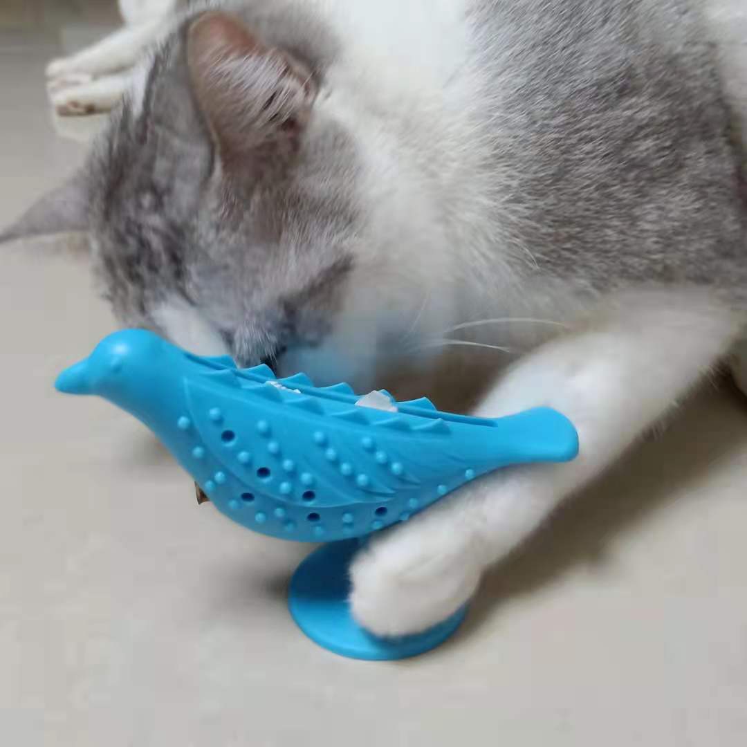 New bird cat toy, anti-choking and anti-leakage toy, cat toothbrush, teeth grinding, teeth cleaning, chewing, boredom, self-entertainment pet supplies