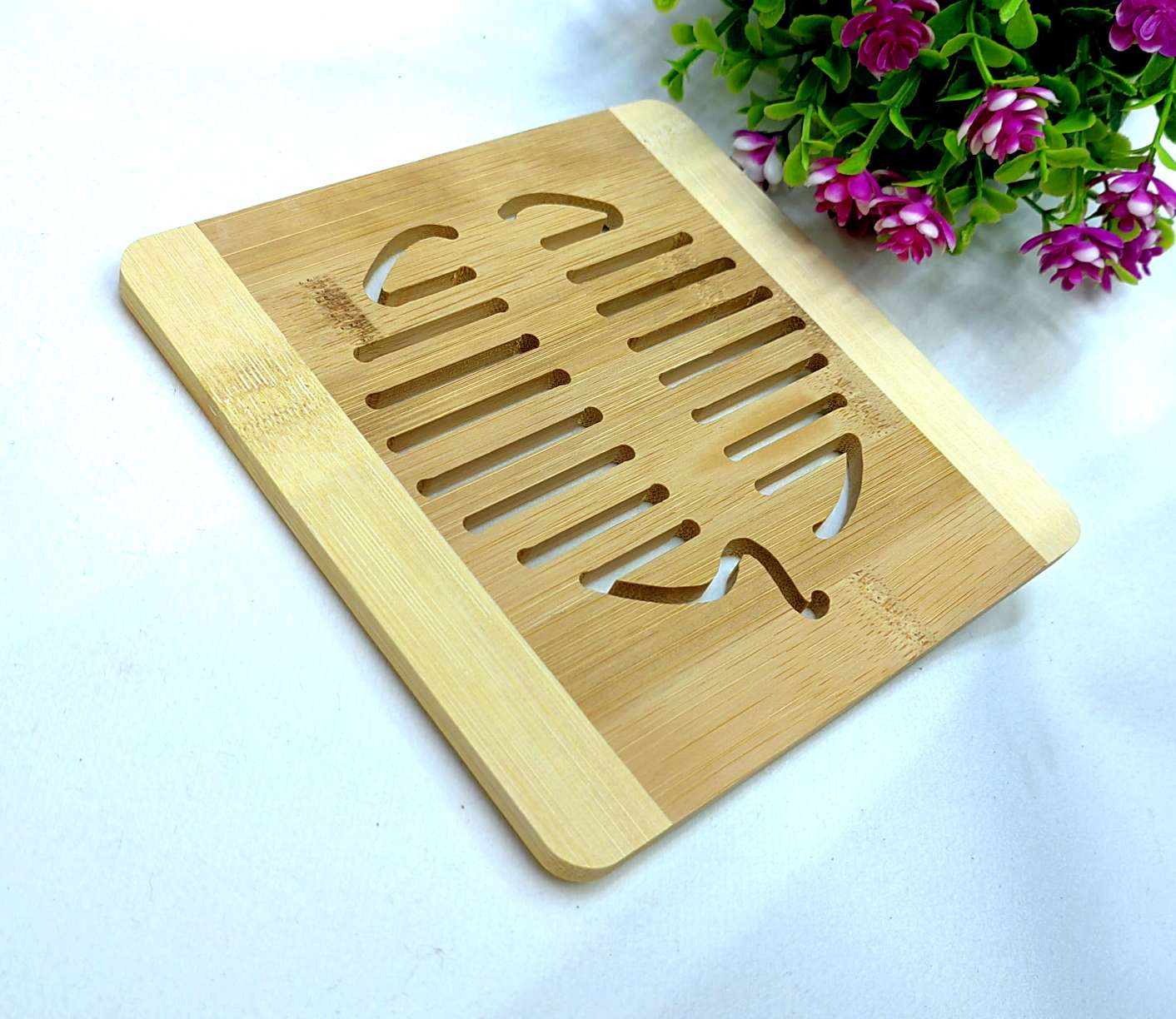 Bamboo placemats, heat insulation pads, creative cup MATS, cartoon cute table MATS, wooden bowl MATS, household hollowed-out cup MATS pic 3