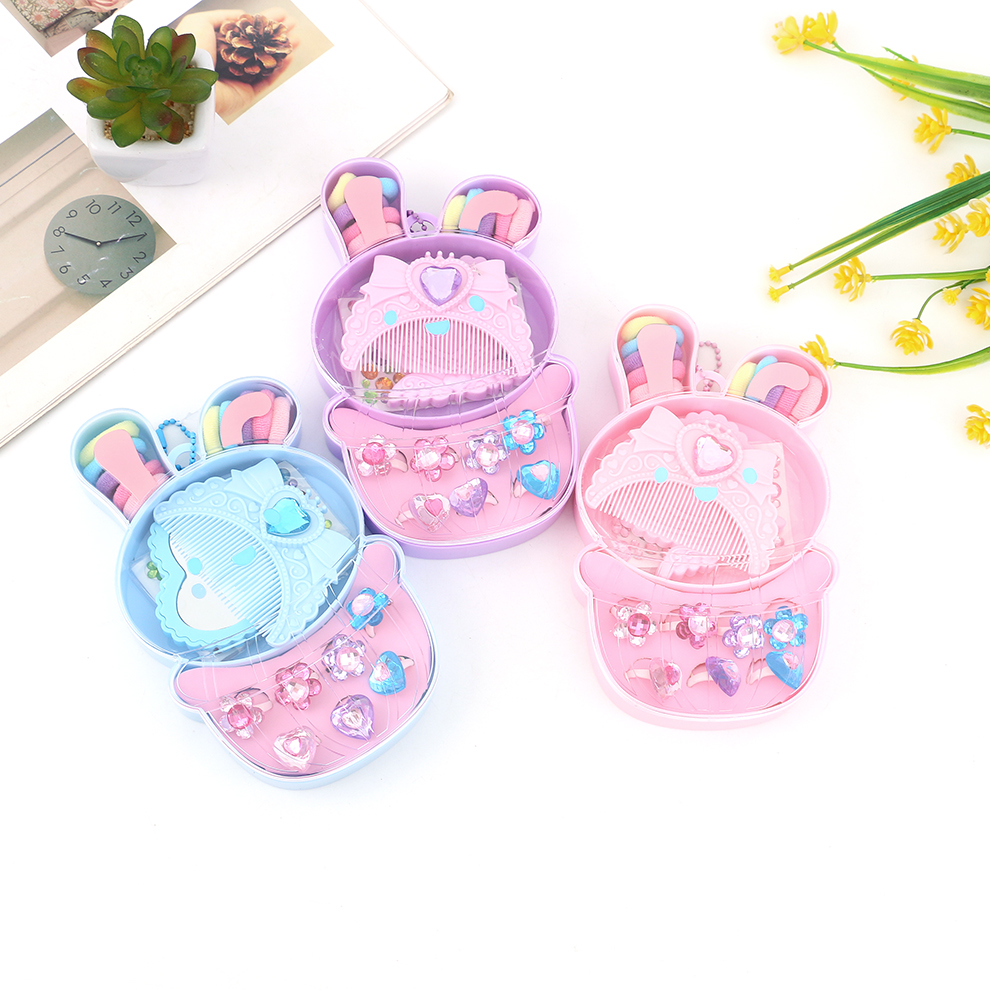 Children's accessory gift box set, children's birthday gift, cute girl creative ring, towel ring set