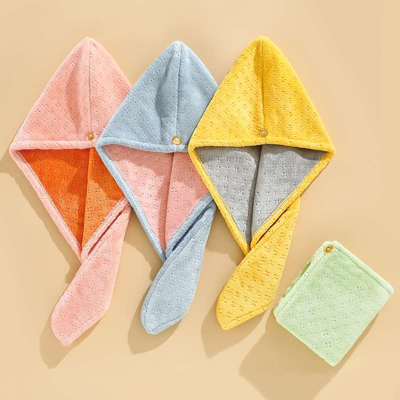 Two-color shower cap with thickened water absorption, no color fading and no hair shedding, dry hair cap made of coral fleece, quick-drying new style detail image 3