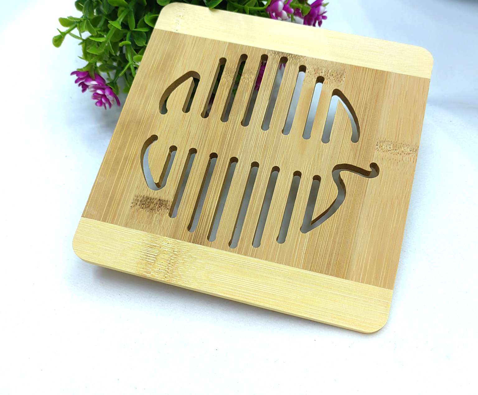 Bamboo placemats, heat insulation pads, creative cup MATS, cartoon cute table MATS, wooden bowl MATS, household hollowed-out cup MATS pic 1