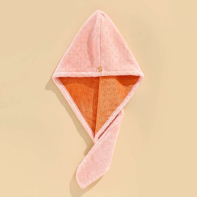 Two-color shower cap with thickened water absorption, no color fading and no hair shedding, dry hair cap made of coral fleece, quick-drying new style detail image 6