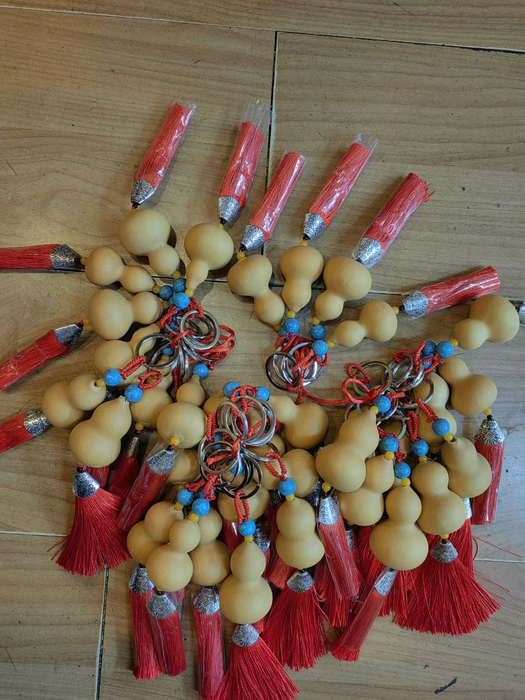 The blue tassel Chinese knot pendant with a peace gourd symbolizes peace, happiness, prosperity, good fortune, and the attraction of wealth and blessings detail image 6