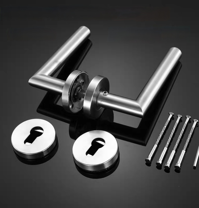 304不锈钢防火门锁把手分体锁门把手执手锁