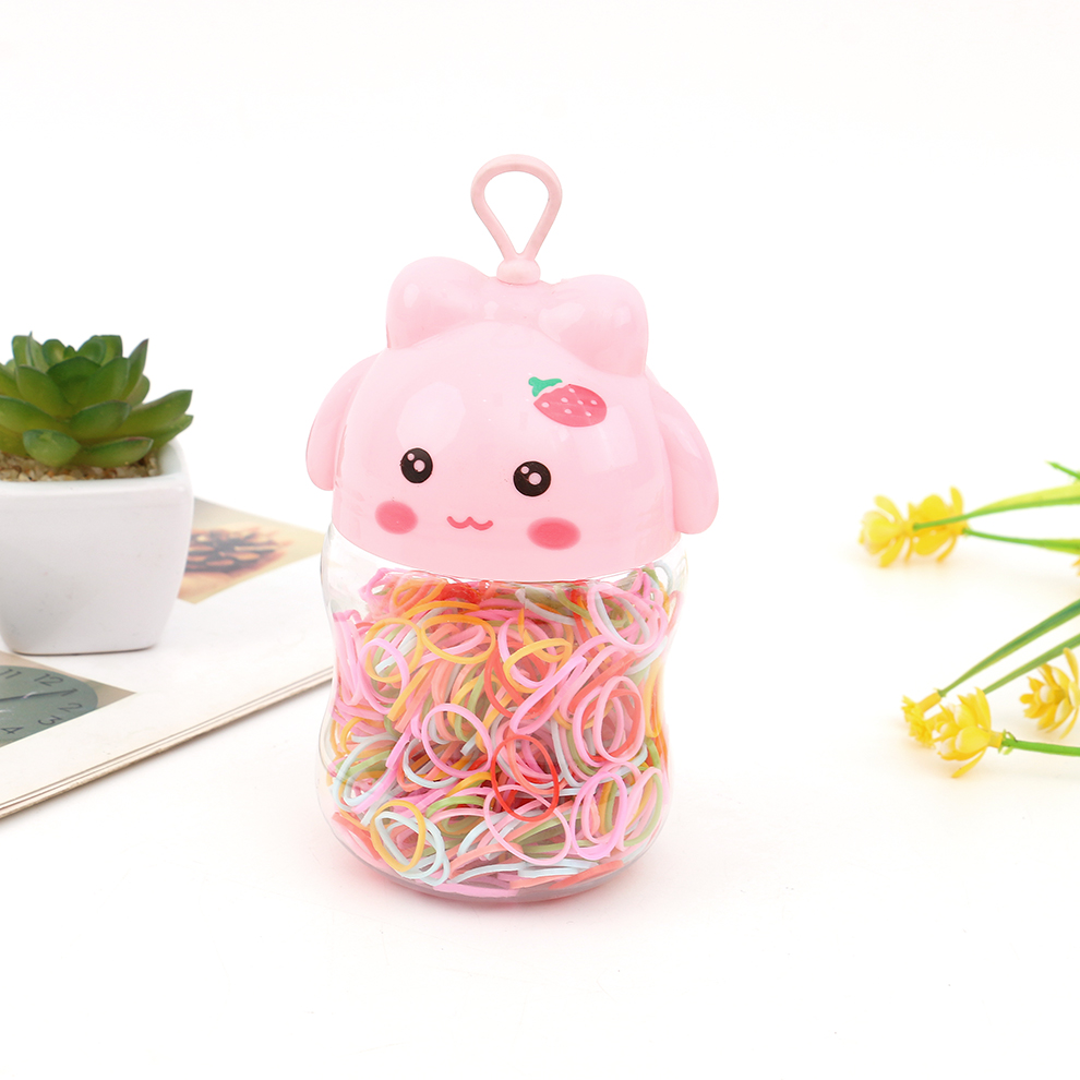 Cute rabbit children's disposable rubber band, small rubber band, strong pulling, continuous thickening, colorful hair band, baby hair rope, hair accessory Application Scenario