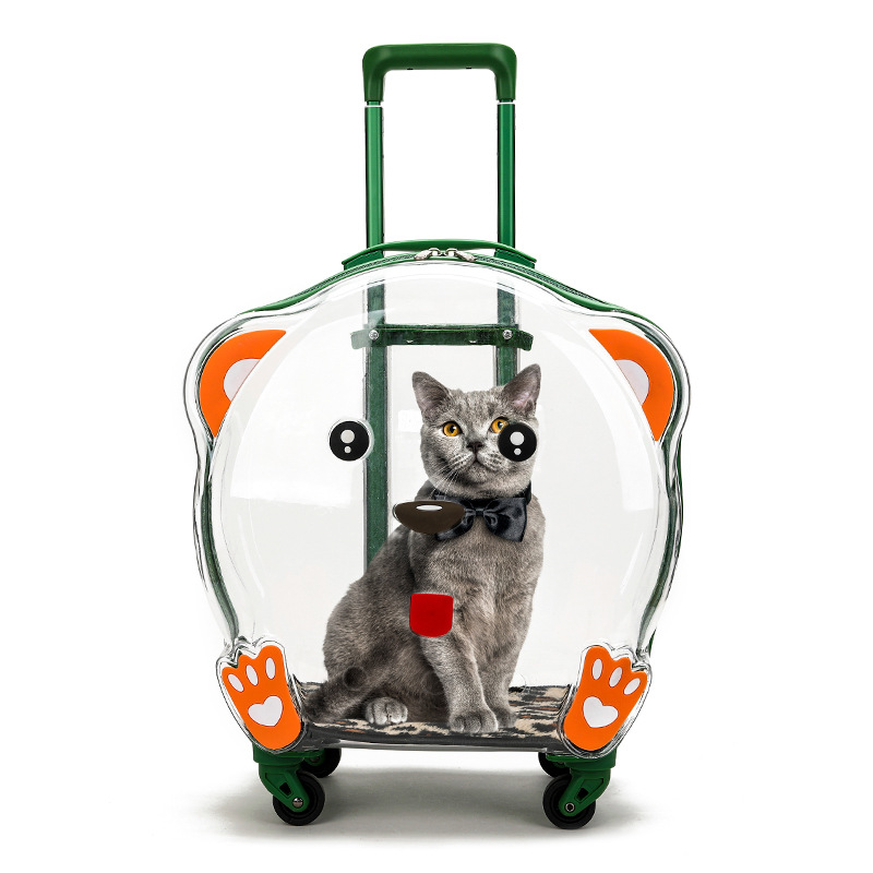 新款猫包宠物拉杆箱猫咪外出便携包宠物航空箱透明狗狗泡泡箱