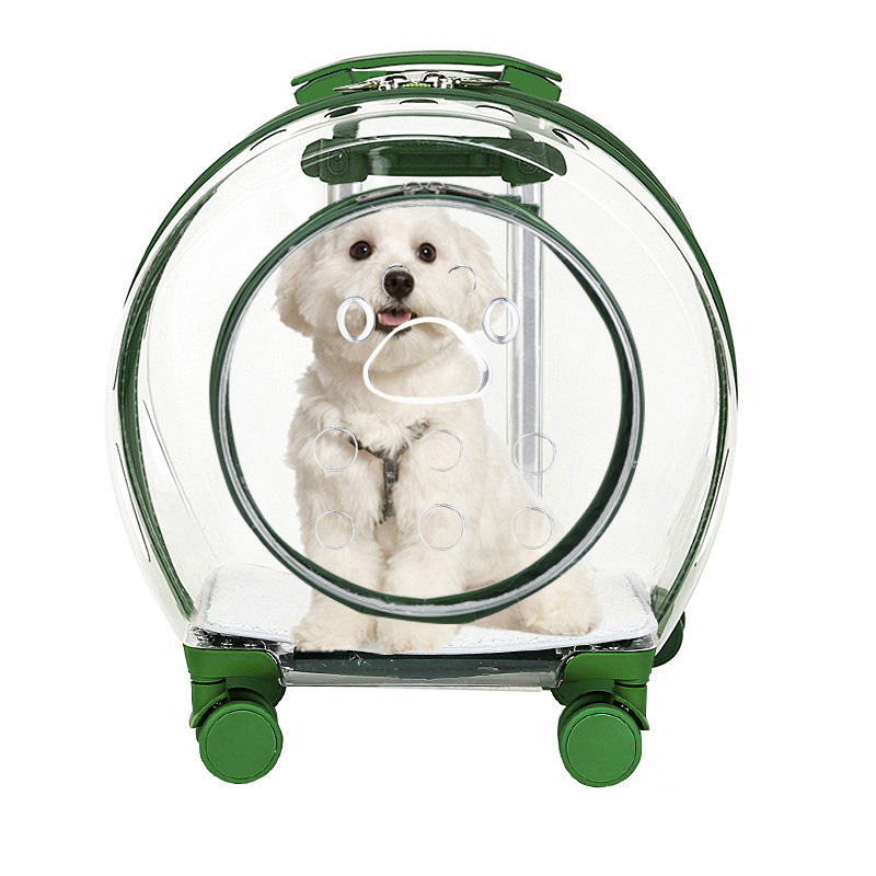 现货新款宠物拉杆箱全透明宠物箱狗狗外出包便携大容量太空舱猫包