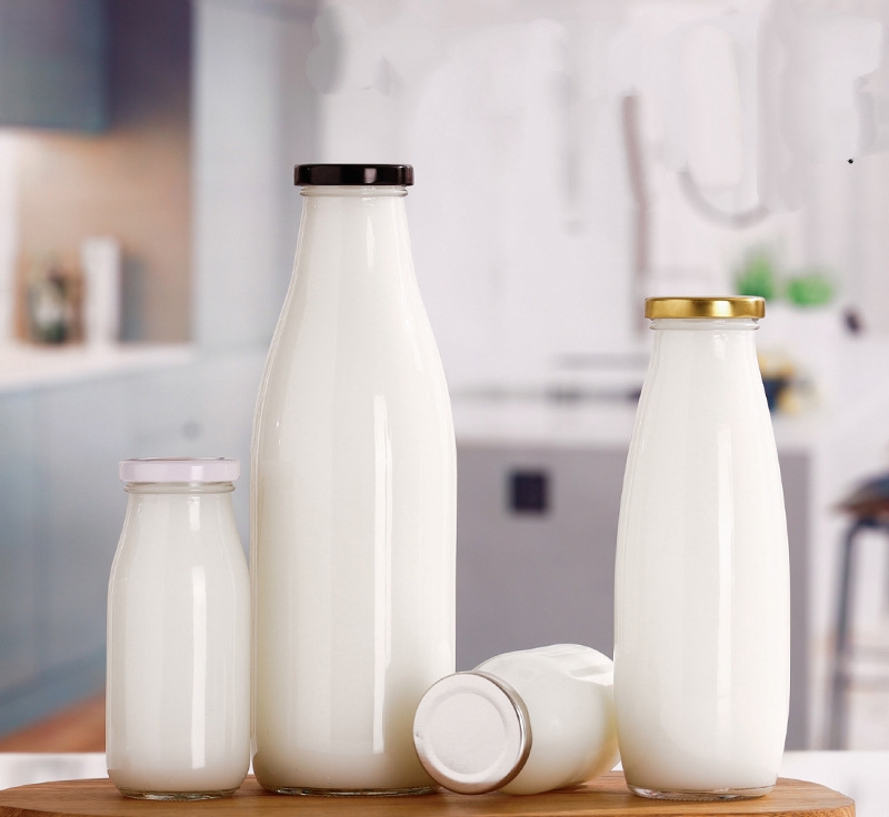 Manufacturers wholesale spot silk mouth milk bottle fresh milk bottle yogurt bottle beverage bottle transparent empty glass bottles