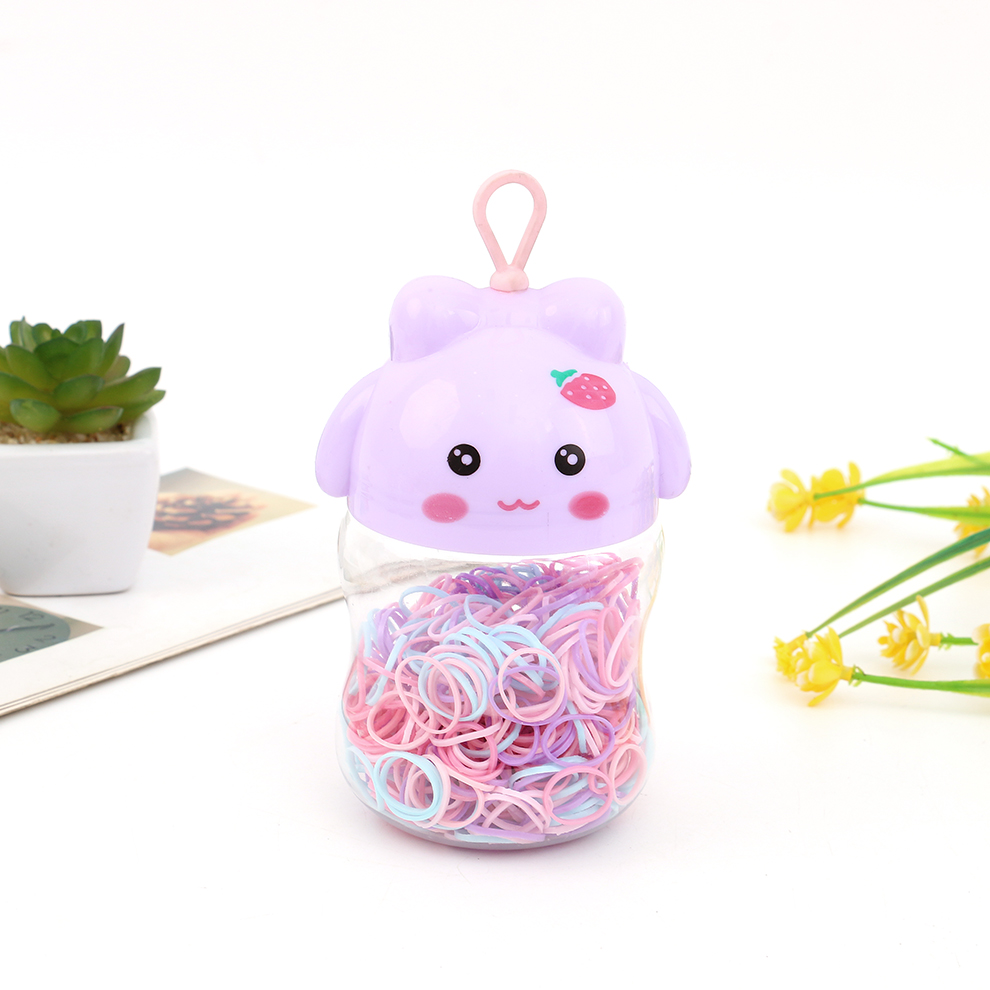 Cute rabbit children's disposable rubber band, small rubber band, strong pulling, continuous thickening, colorful hair band, baby hair rope, hair accessory details Picture