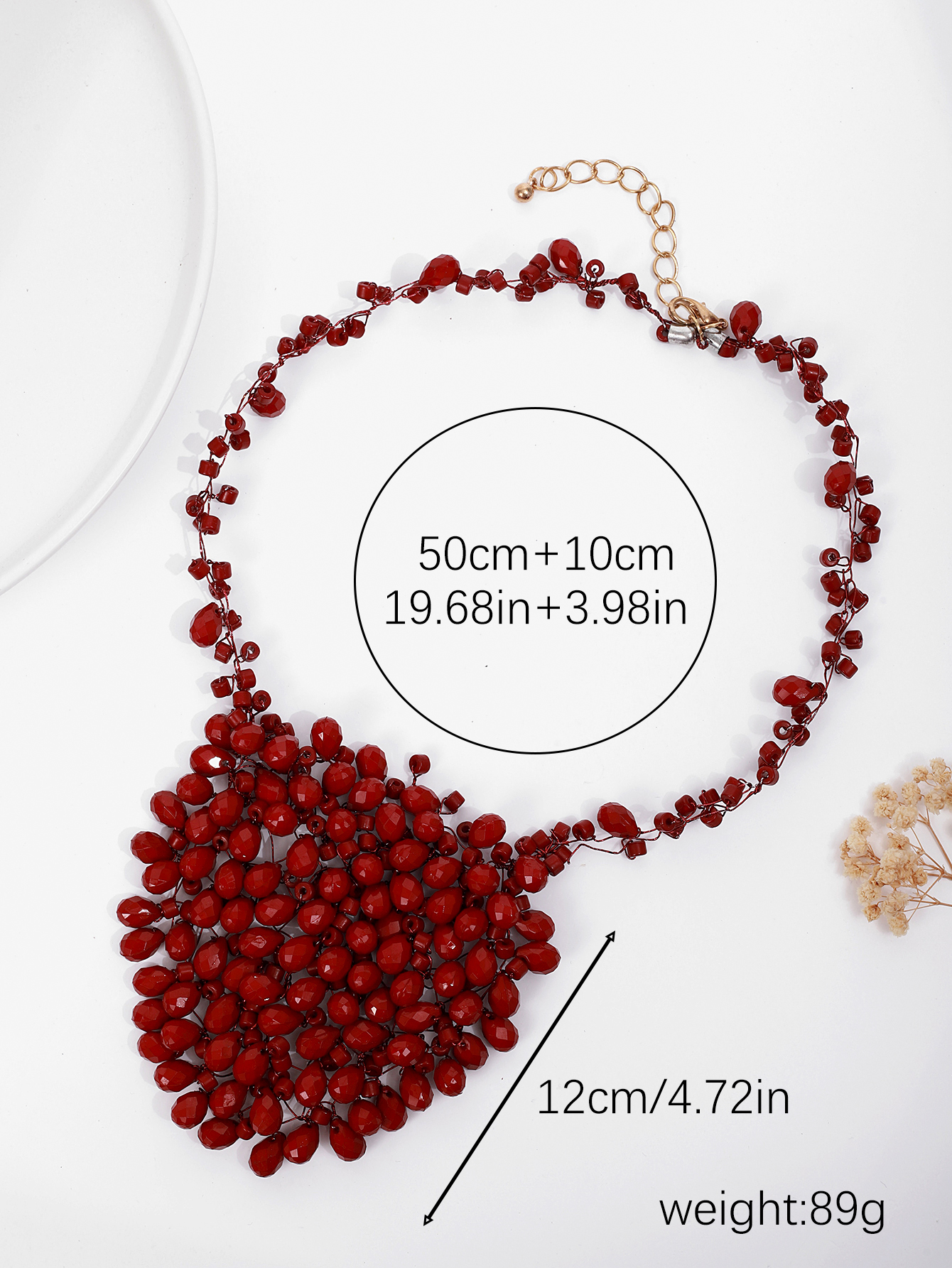 A new wine red necklace in European and American fashion, a versatile collarbone chain accessory with ethnic style for summer details Picture