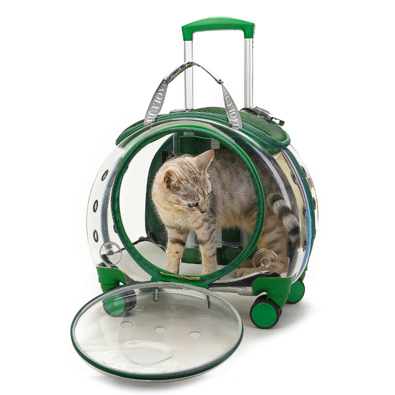 新款宠物拉杆箱透明狗包外出便携宠物航空箱宠物背包泡泡箱图
