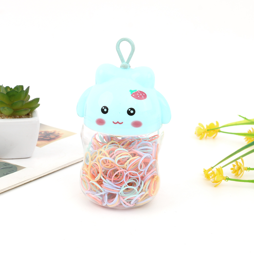Cute rabbit children's disposable rubber band, small rubber band, strong pulling, continuous thickening, colorful hair band, baby hair rope, hair accessory Specification image
