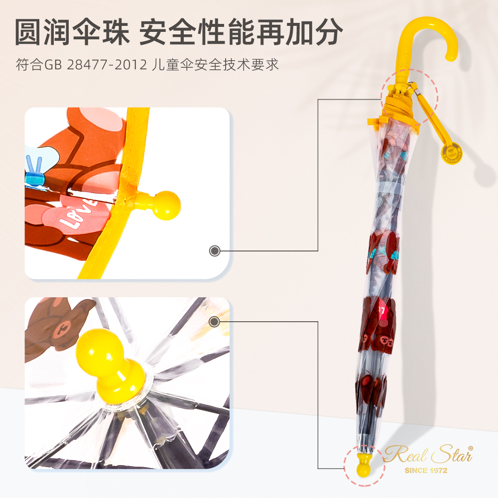 RST030A Little Bear Children's Umbrella, plastic transparent umbrella, Baby umbrella, Children's Long Umbrella, Small umbrella wholesale Item Picture