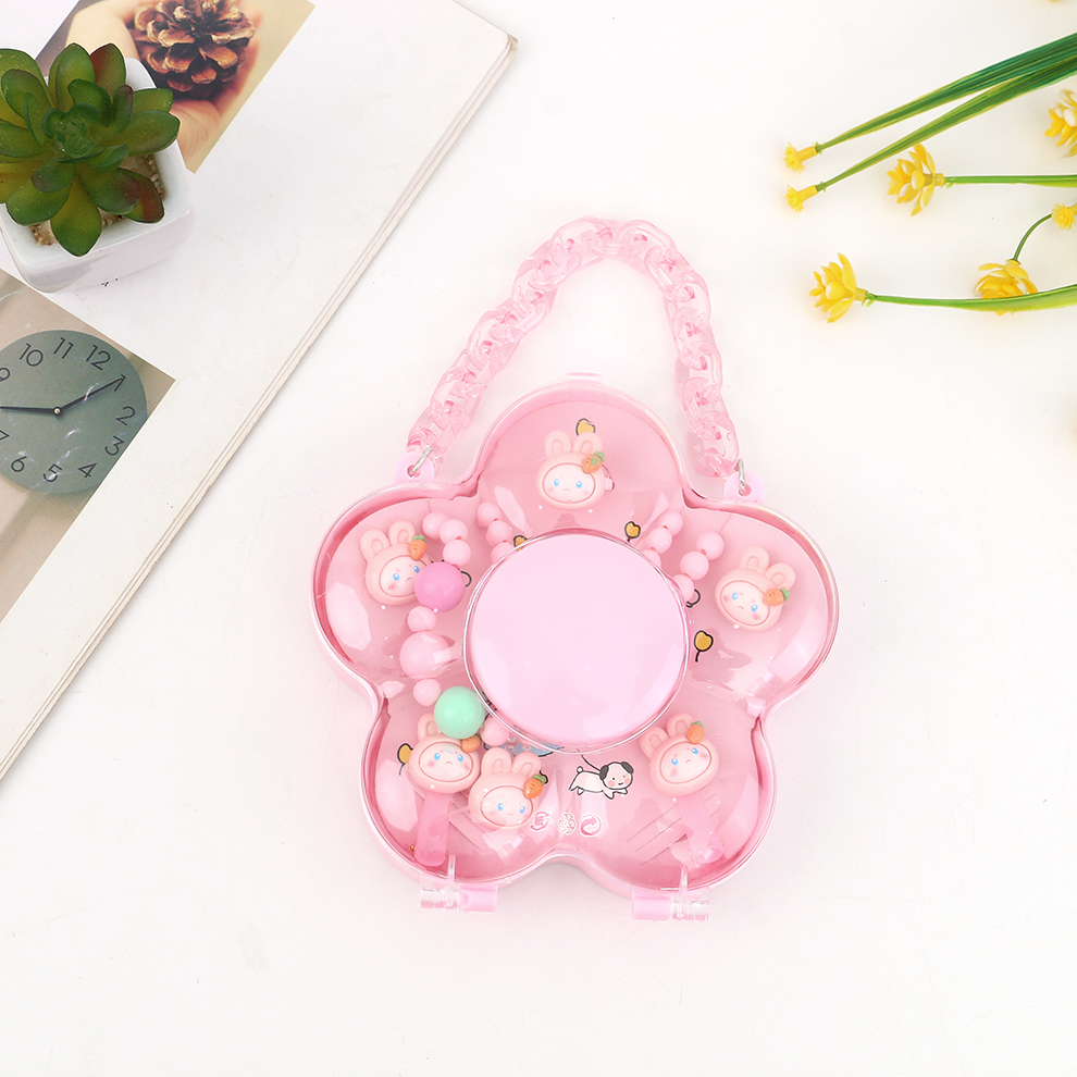 New children's hair accessory set, beaded necklace, earrings, ring, rubber band hair clip set, girls' gift accessories, gift box details Picture