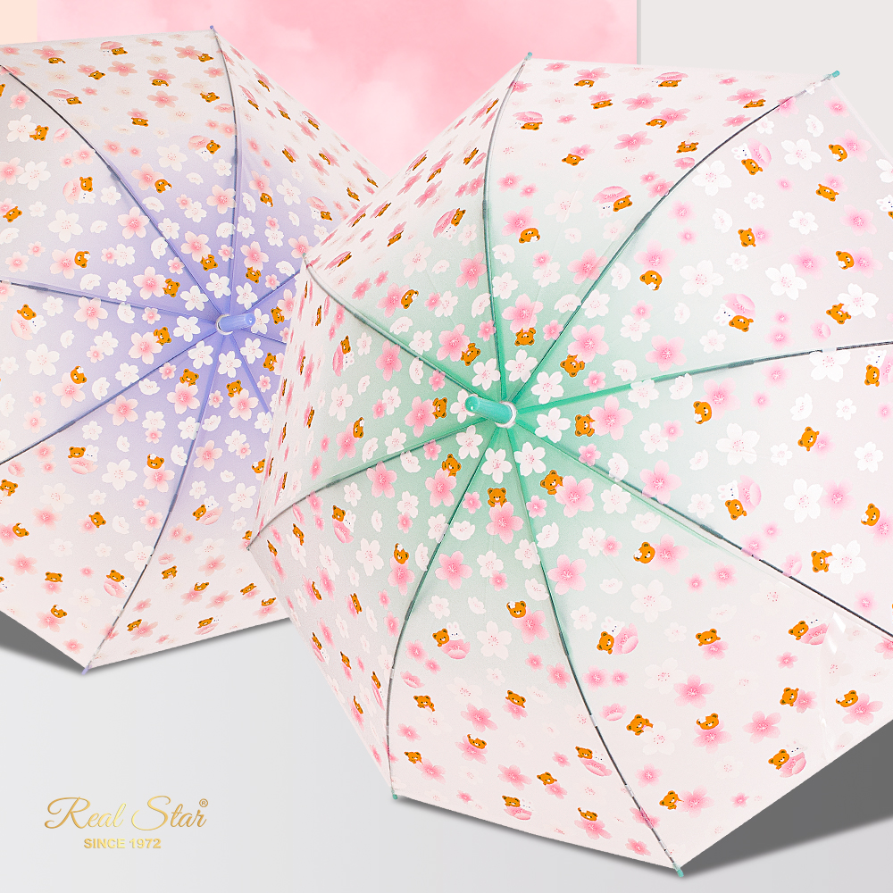 RST077 Children's cute cartoon little flower umbrella, pink matte parallel umbrella, long-handled umbrella wholesale Specification image