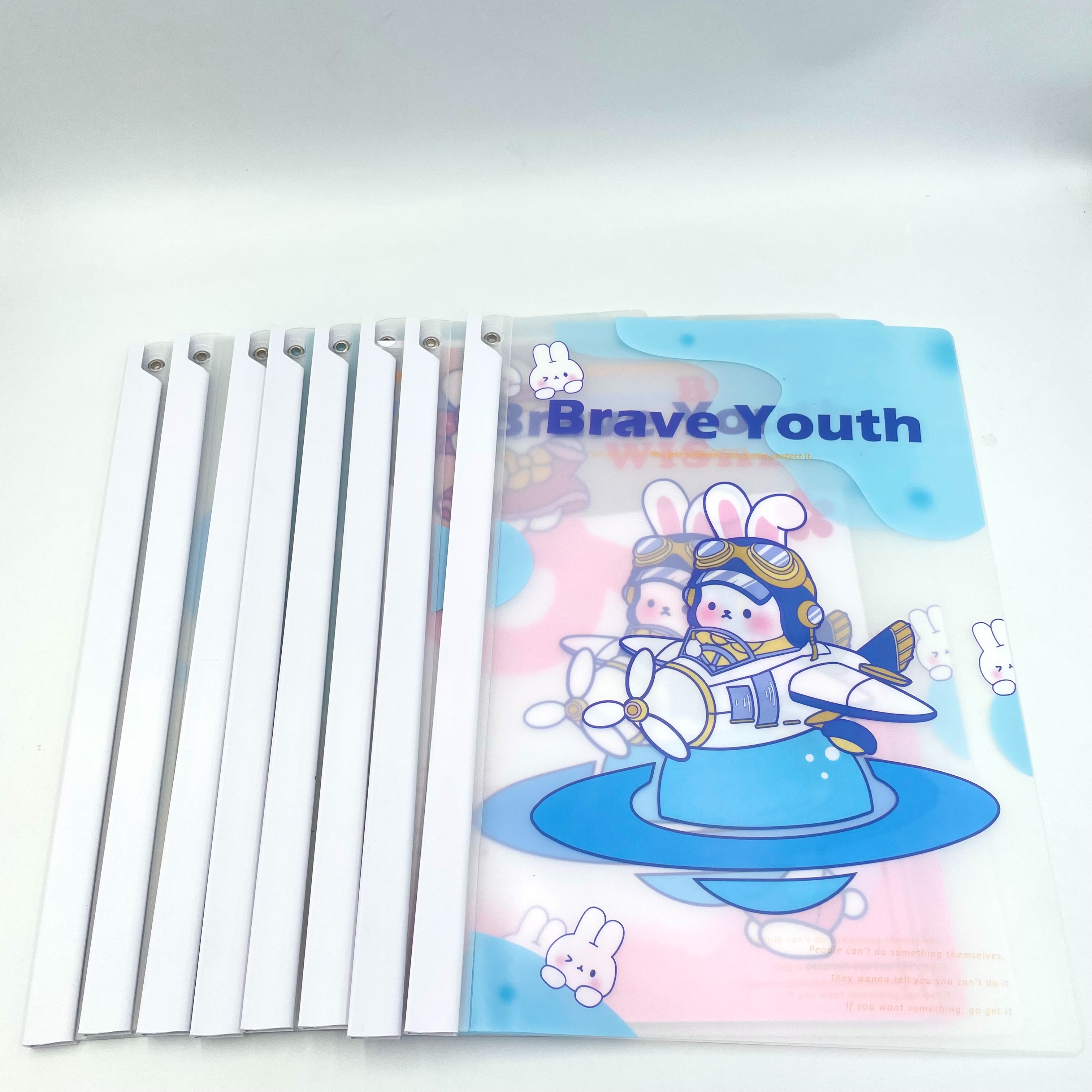 A4旋转抽杆文件夹创意磨砂透明pp透明旋转夹学生用卡通试卷收纳夹详情15