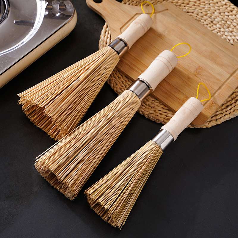 Jiehao Bamboo Wood Long Handle Washing Dishes Washing Pot Brush Commercial Kitchen Cleaning Pot Brush Hotel Hotel Diagonal Bamboo Pot Brush Old Cooking Broom