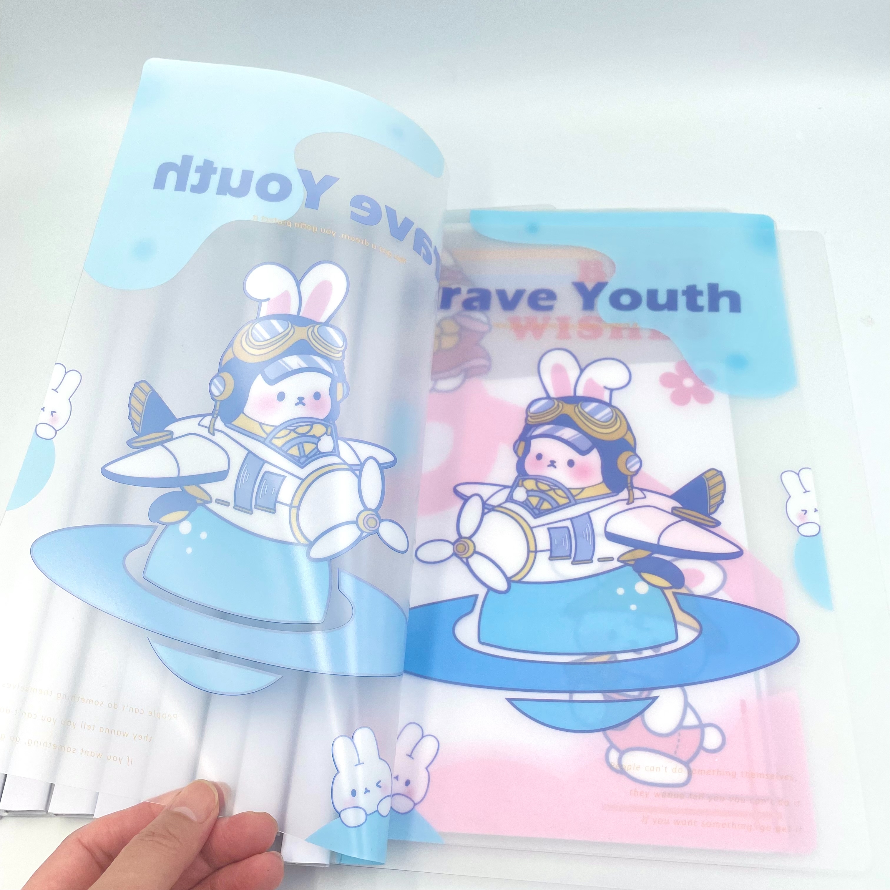 A4旋转抽杆文件夹创意磨砂透明pp透明旋转夹学生用卡通试卷收纳夹详情10