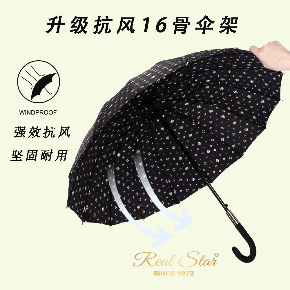 1398 small flower umbrella long handle 16 bone super wind umbrella long handle umbrella wholesale Item Picture