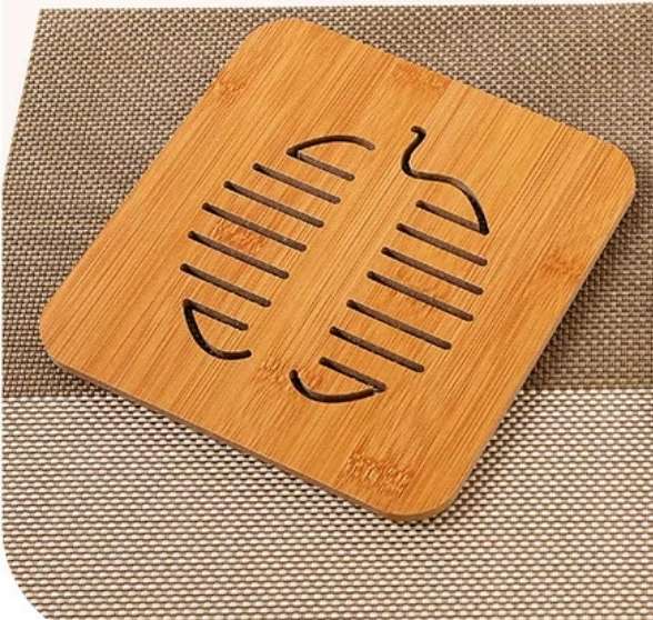 Bamboo placemats, heat insulation pads, creative cup MATS, cartoon cute table MATS, wooden bowl MATS, household hollowed-out cup MATS Item Picture
