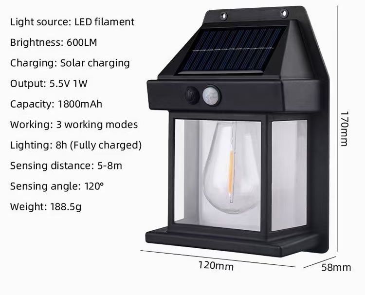 Solar Emergency Wall Light Specification drawing