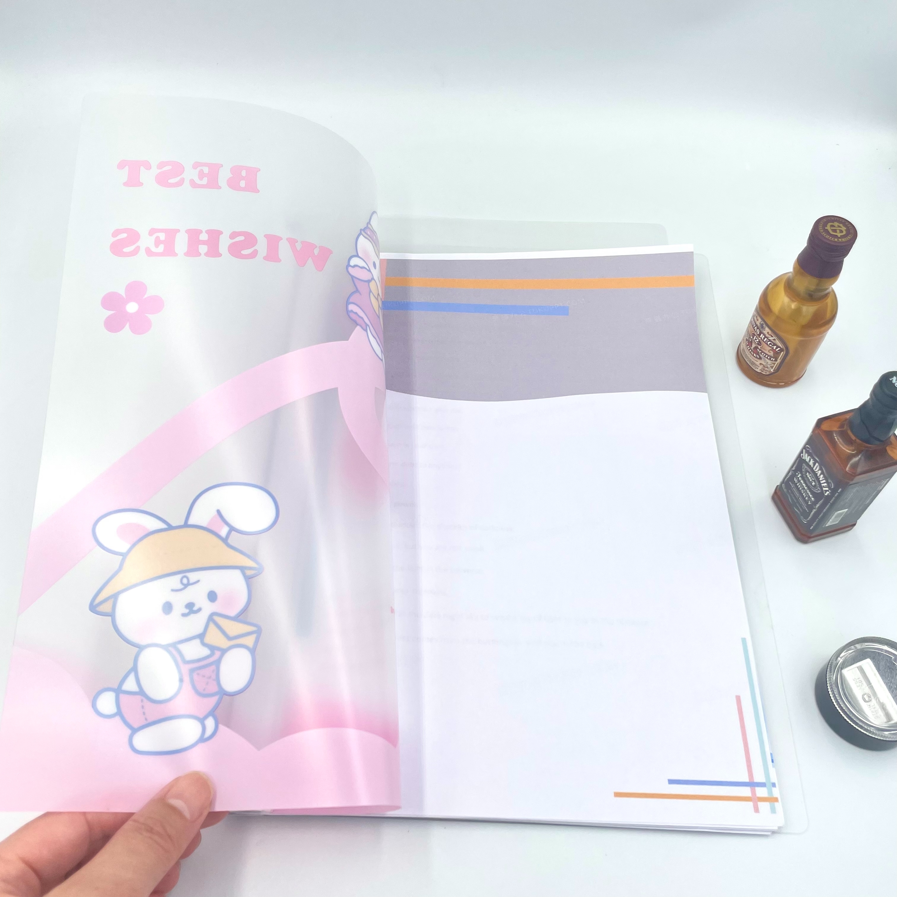 A4旋转抽杆文件夹创意磨砂透明pp透明旋转夹学生用卡通试卷收纳夹详情9