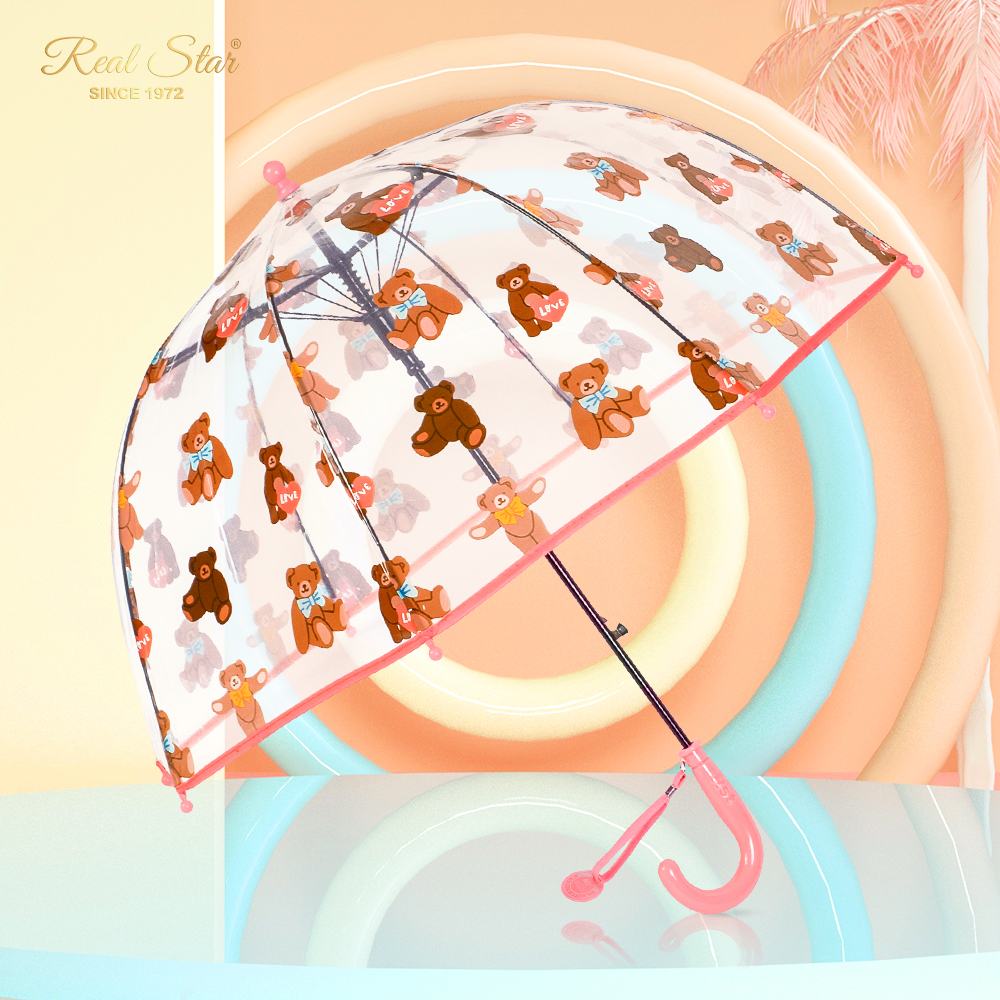 RST030A Little Bear Children's Umbrella, plastic transparent umbrella, Baby umbrella, Children's Long Umbrella, Small umbrella wholesale