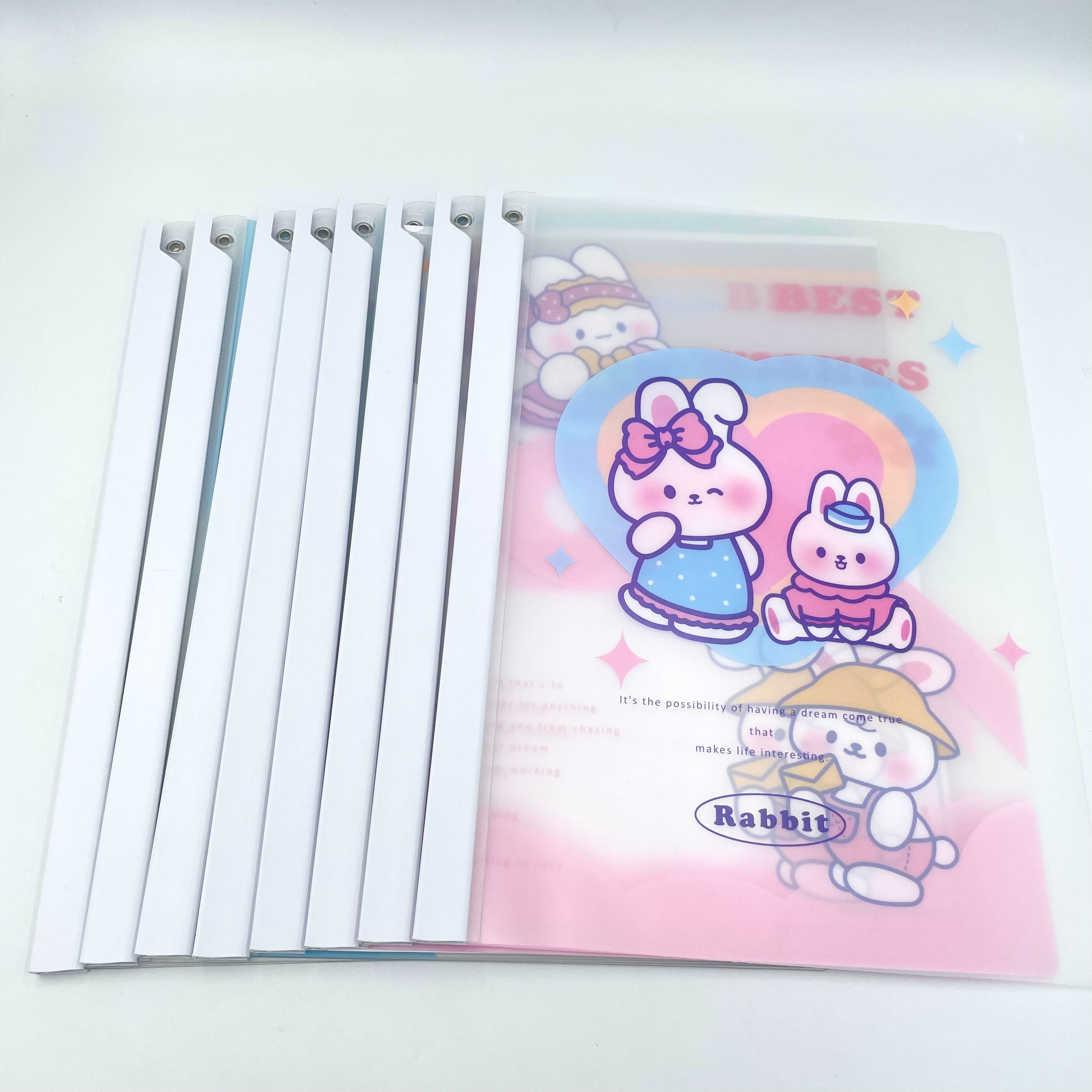 A4旋转抽杆文件夹创意磨砂透明pp透明旋转夹学生用卡通试卷收纳夹详情16