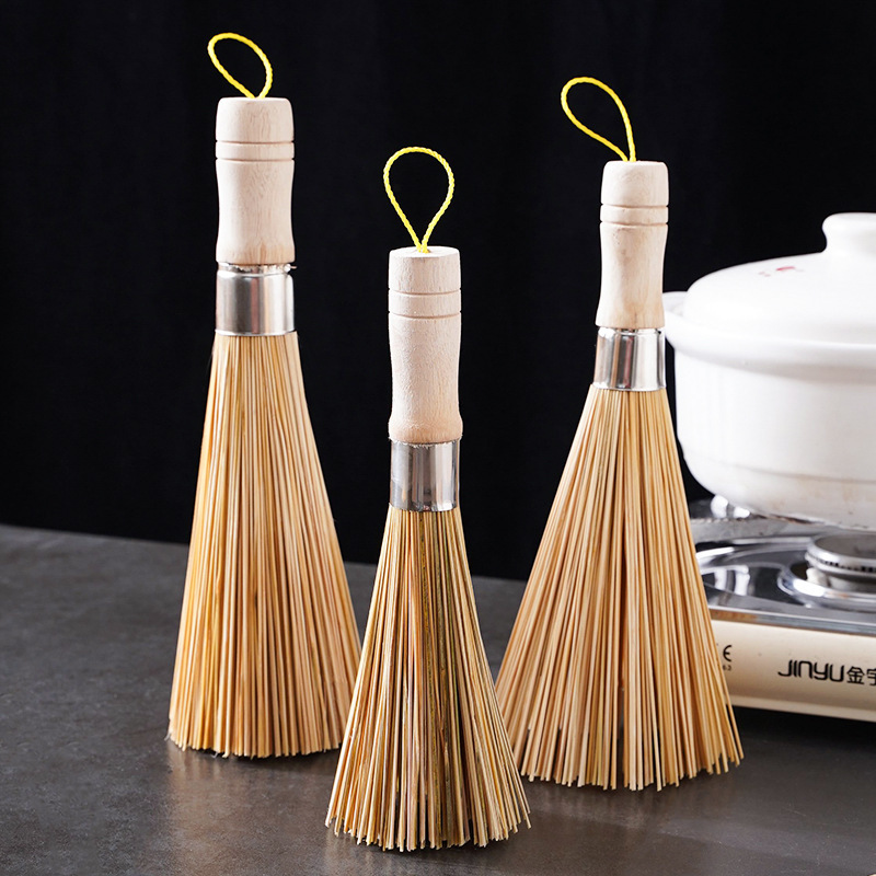 Jiehao Bamboo Wood Long Handle Washing Dishes Washing Pot Brush Commercial Kitchen Cleaning Pot Brush Hotel Hotel Diagonal Bamboo Pot Brush Old Cooking Broom Application Scenario