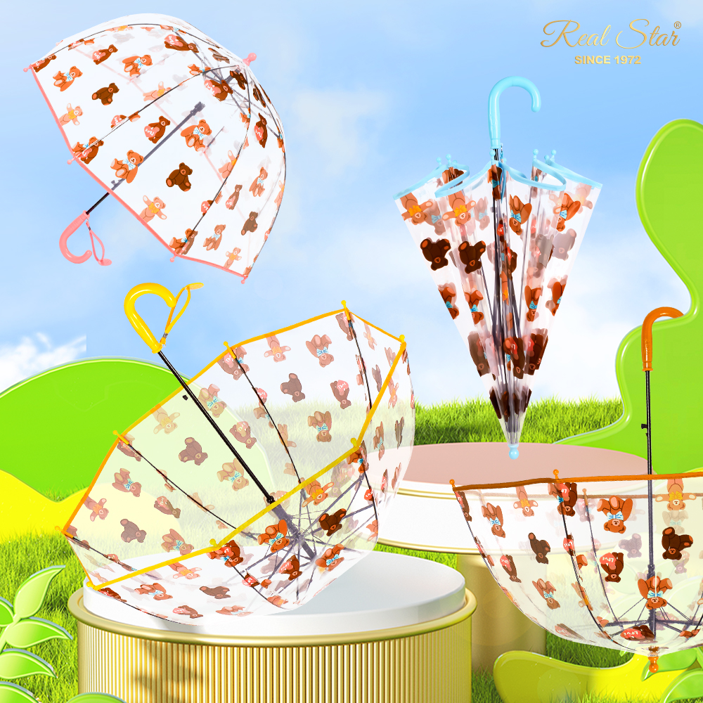RST030A Little Bear Children's Umbrella, plastic transparent umbrella, Baby umbrella, Children's Long Umbrella, Small umbrella wholesale details Picture