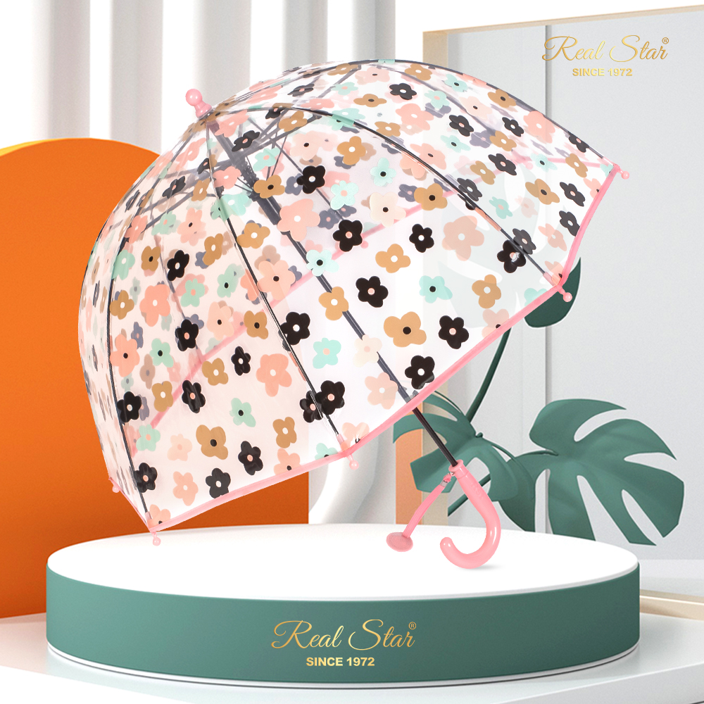 RST031A Small flower children's umbrella Plastic transparent umbrella Baby umbrella Children's long umbrella small umbrella wholesale