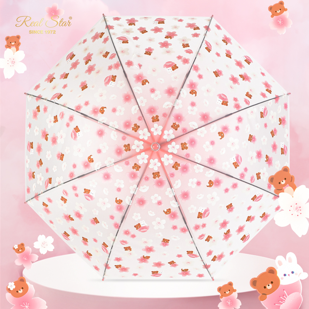 RST077 Children's cute cartoon little flower umbrella, pink matte parallel umbrella, long-handled umbrella wholesale