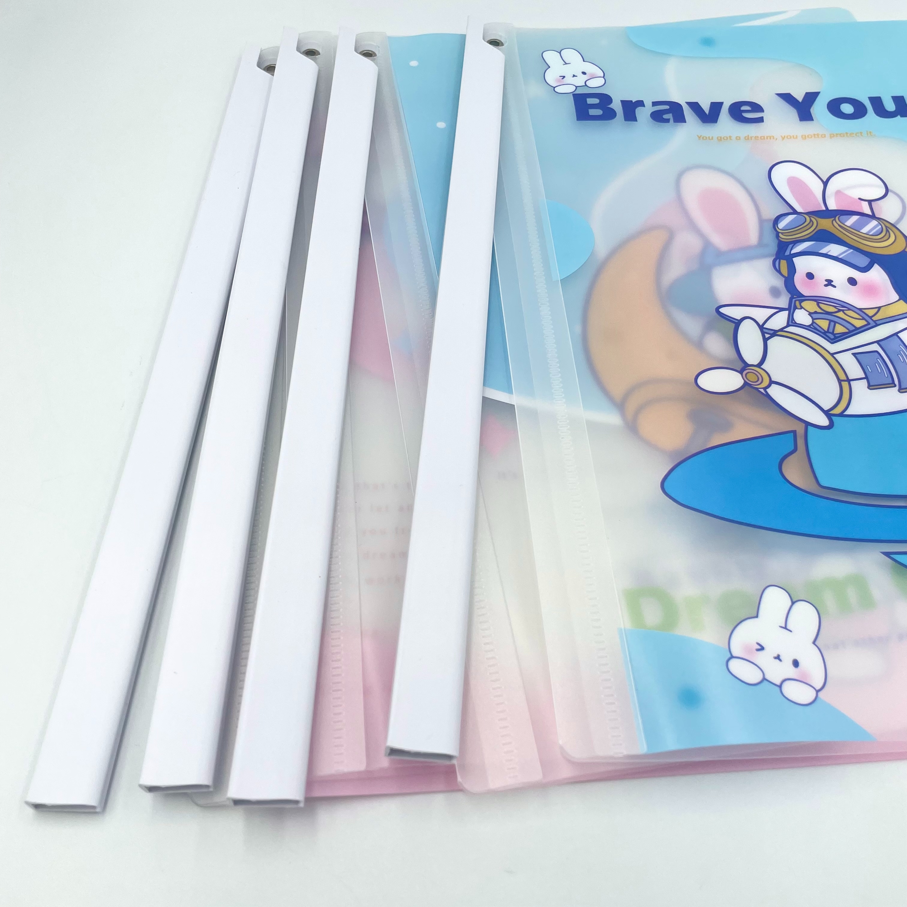 A4旋转抽杆文件夹创意磨砂透明pp透明旋转夹学生用卡通试卷收纳夹详情8