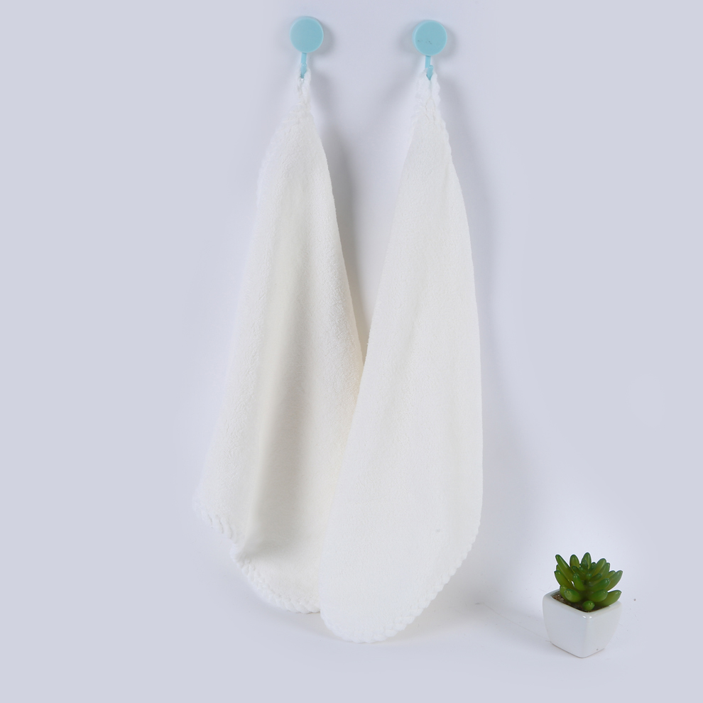 Xi Qiu Square scarf, thickened coral fleece absorbent white hanging scarf, 35*35 cm details Picture