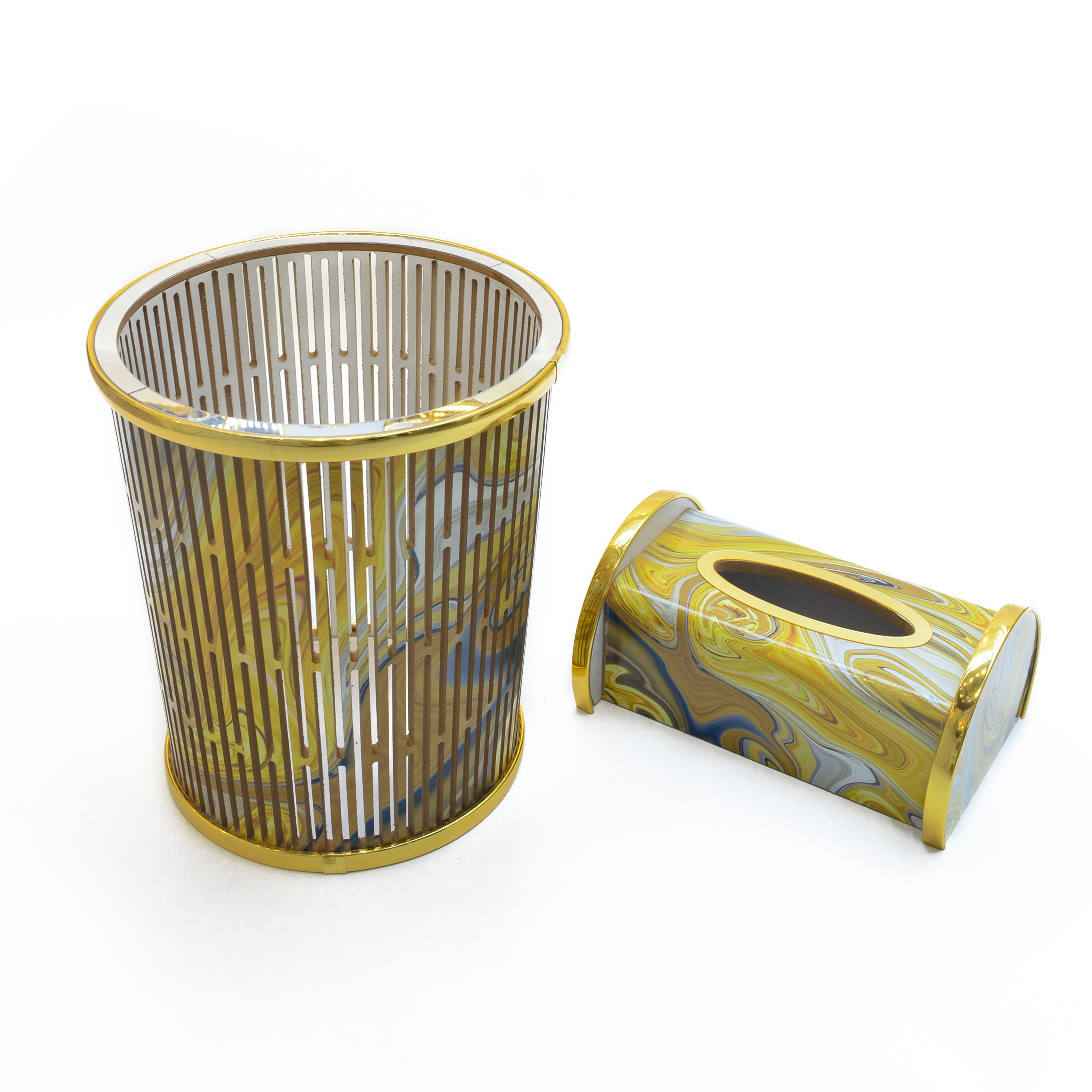 Acrylic Arab-Turkish painted marble pattern hollowed-out garbage and tissue box 005 (to be discussed in person at the store)