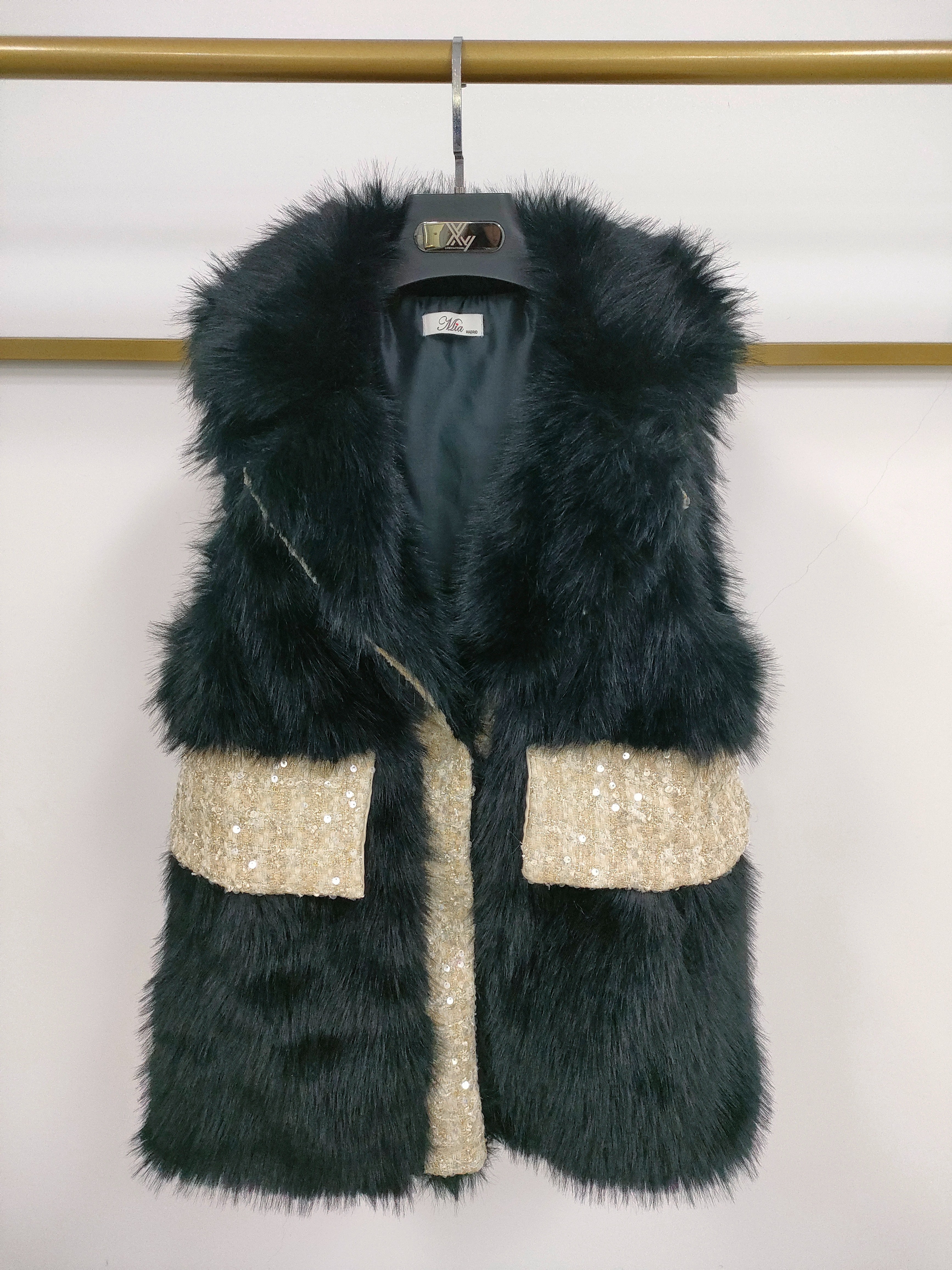 2023 New Hot Winter Splicing Sequin Fur Vest Fake Fur Imitation Rex Rabbit Vest Coat