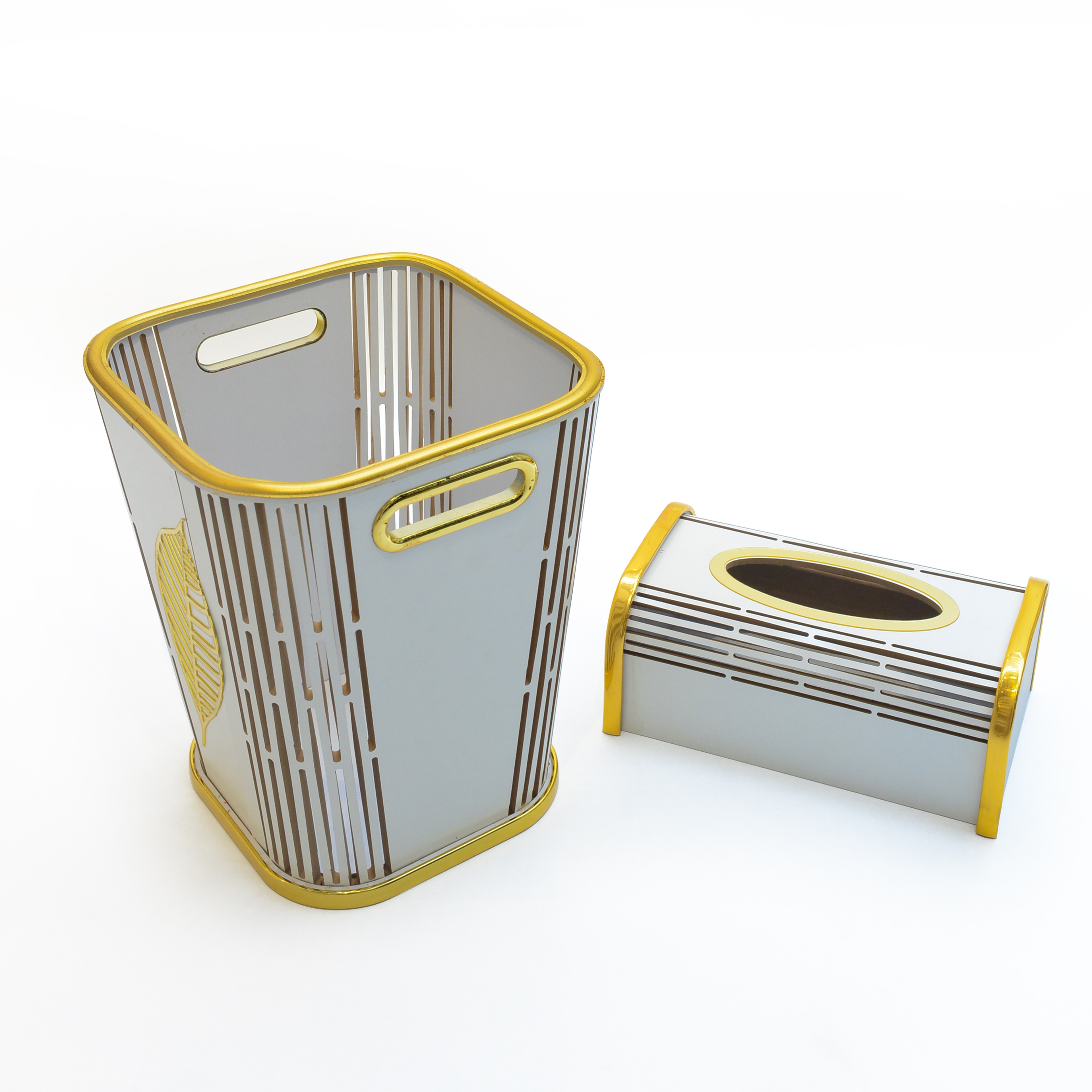 Wooden hollowed-out Arab-style trash can tissue box set 002
