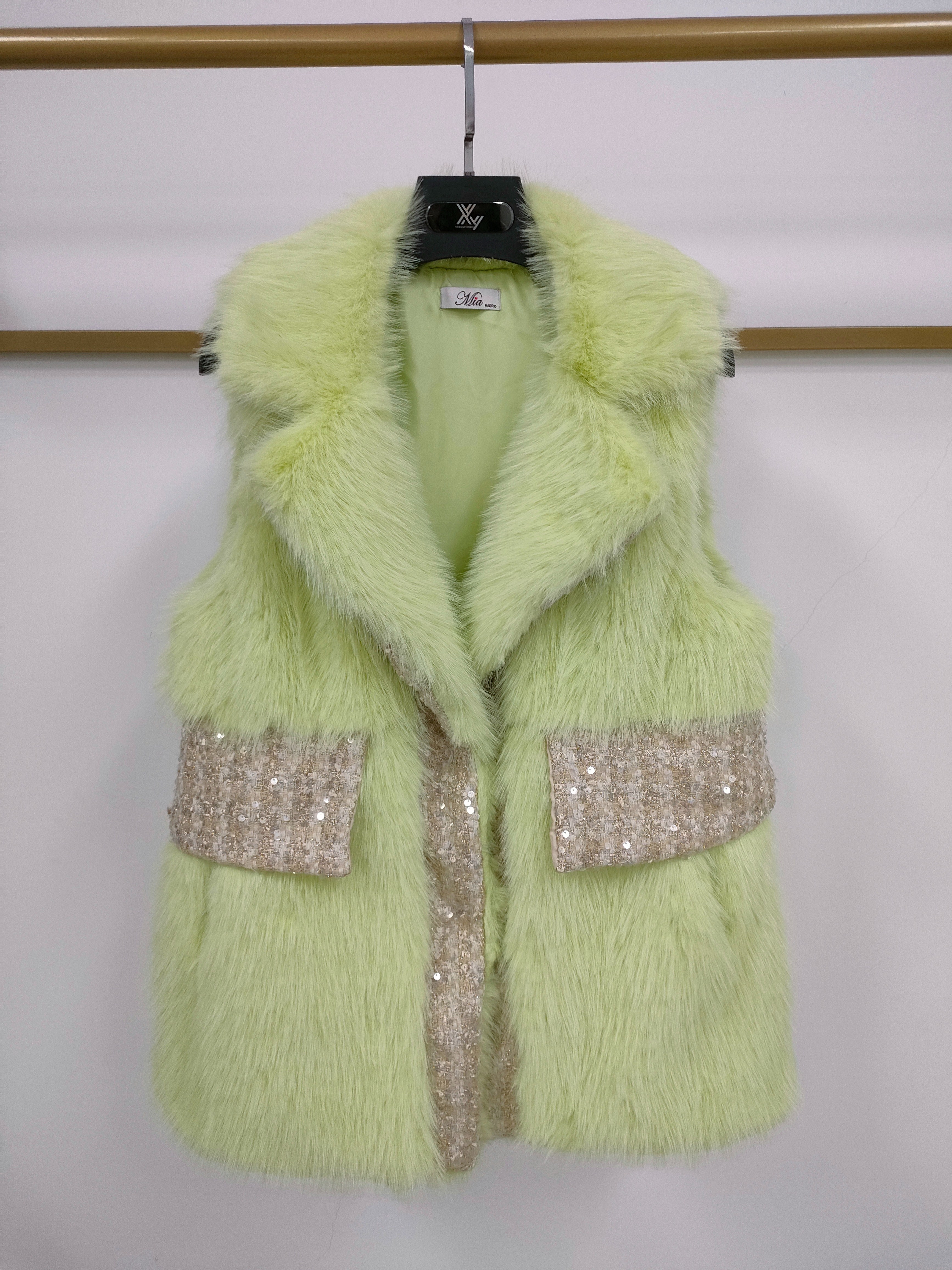 2023 New Hot Winter Splicing Sequin Fur Vest Fake Fur Imitation Rex Rabbit Vest Coat Specification drawing