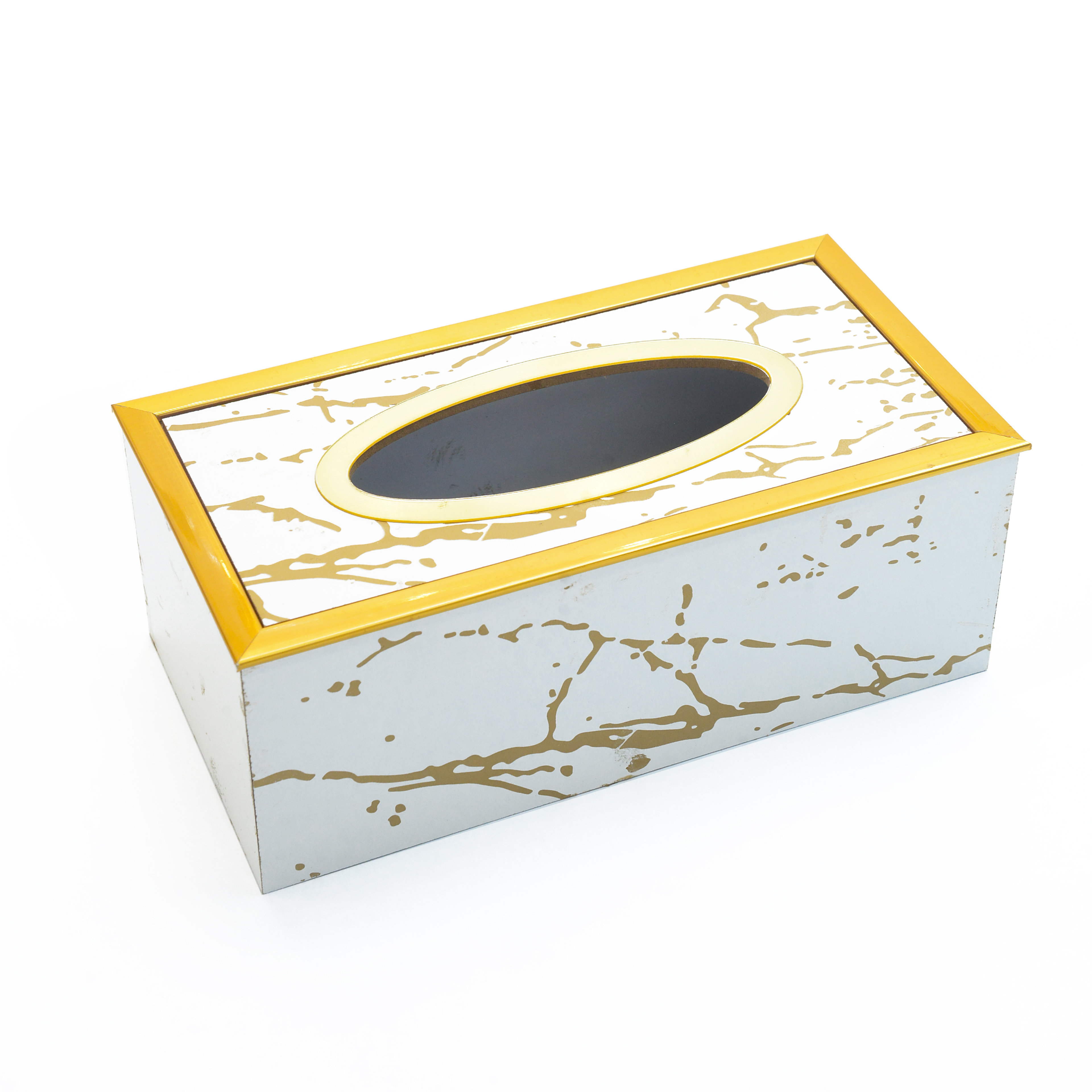 Wooden white crack-patterned Arabic trash can tissue box set 001 Specification image