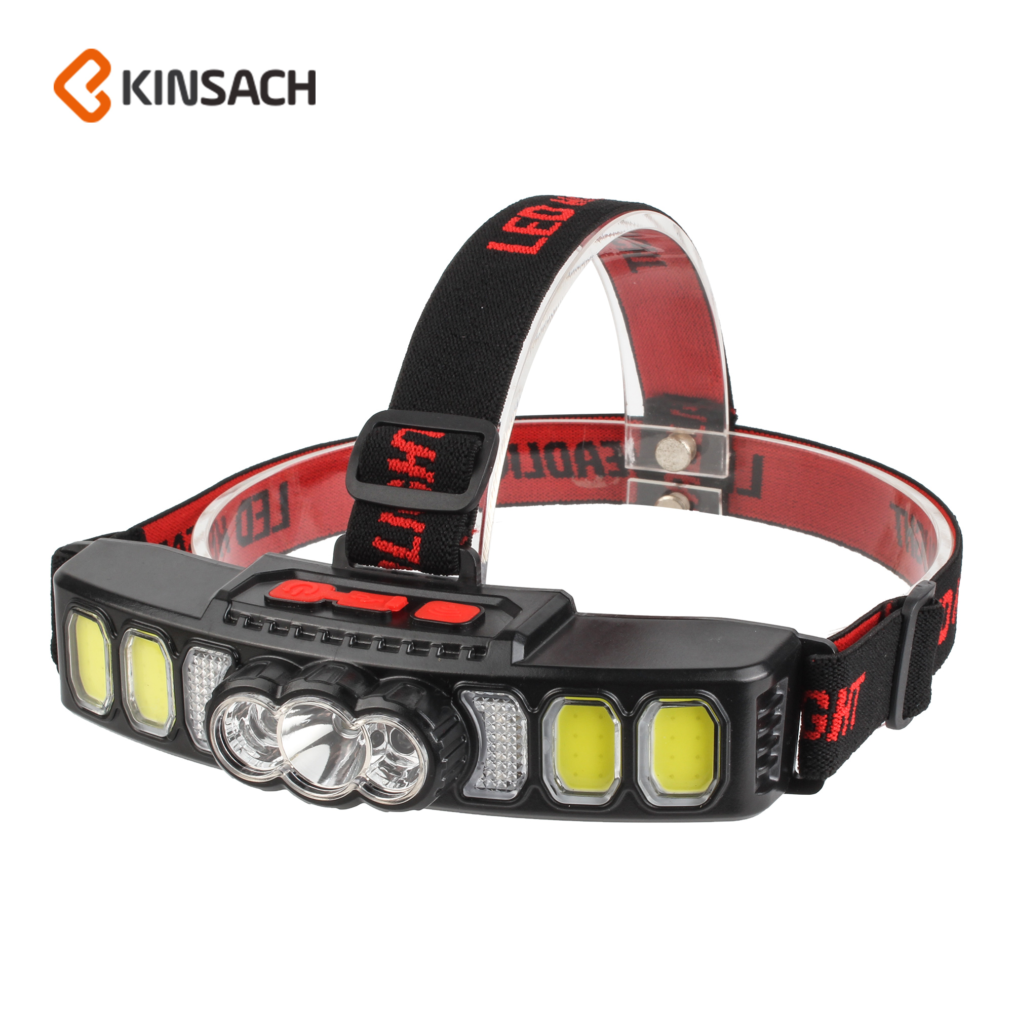 New inductive headlight LED outdoor portable night fishing riding night running light red and blue warning light charging headlight