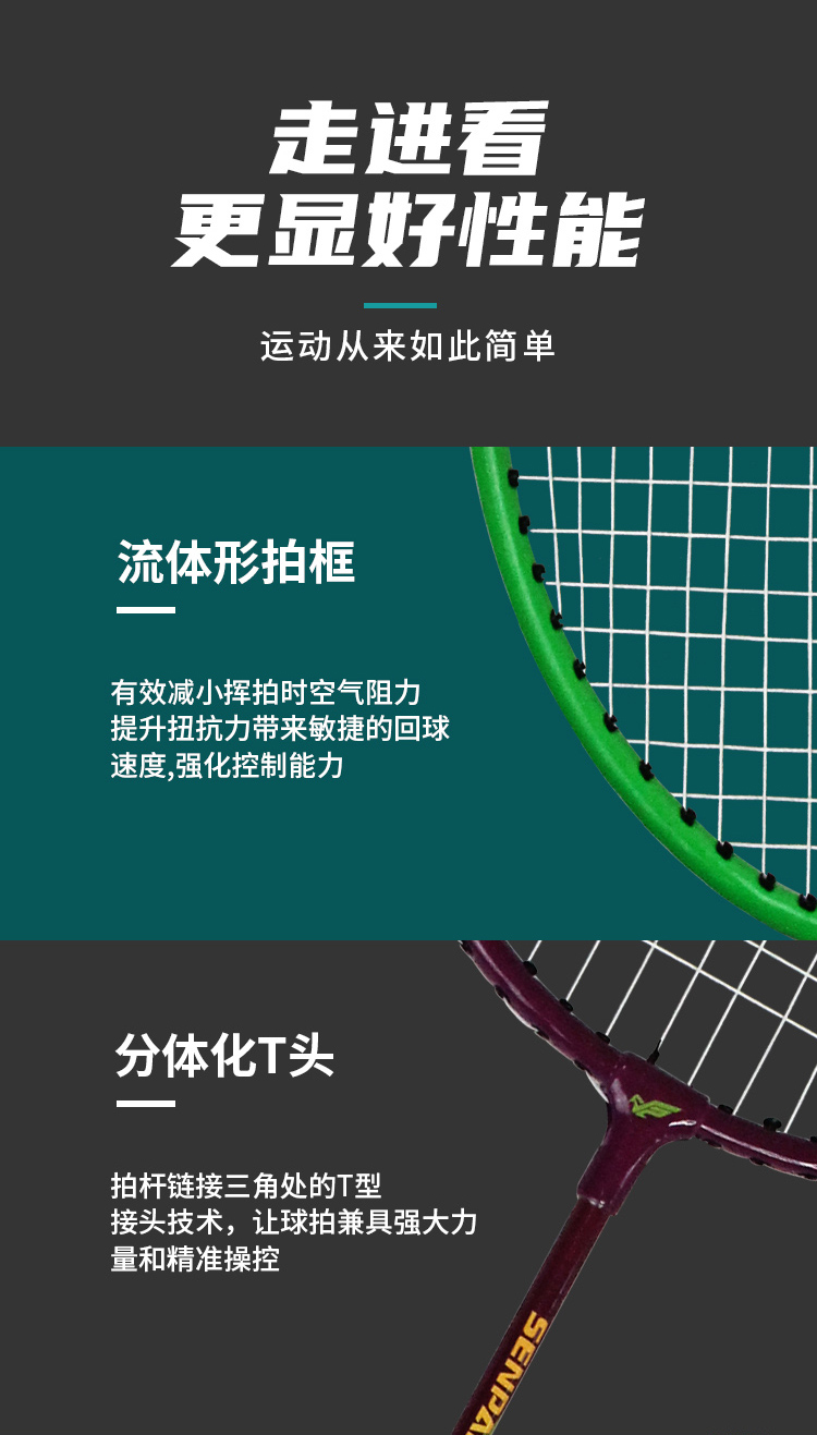 正品胜派LH-8118铁分体羽拍铁合金双拍两支混装铁合金双拍两支装双人训练健身羽毛球拍成人日常训练羽毛球拍详情6