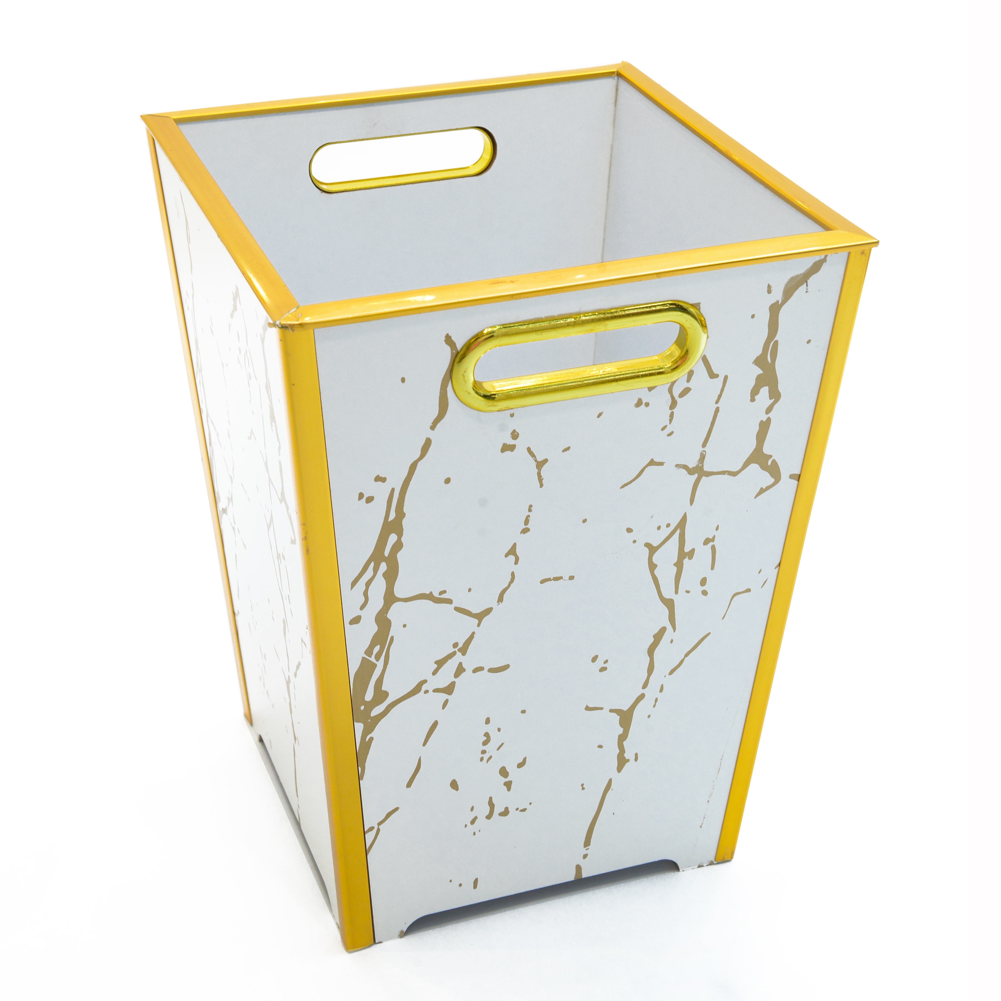 Wooden white crack-patterned Arabic trash can tissue box set 001 details Picture