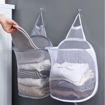 可折叠浴室收纳网袋壁挂式网格脏衣篮卫生间速干挂袋