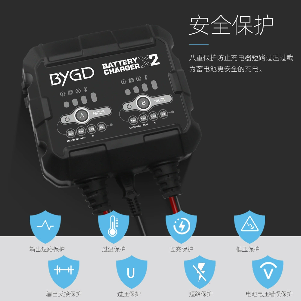 2A Lithium Battery Charger One Charge Two 12V Car Battery Charging Repair And Maintenance Of Lead-Acid Battery Charger Application Scenario