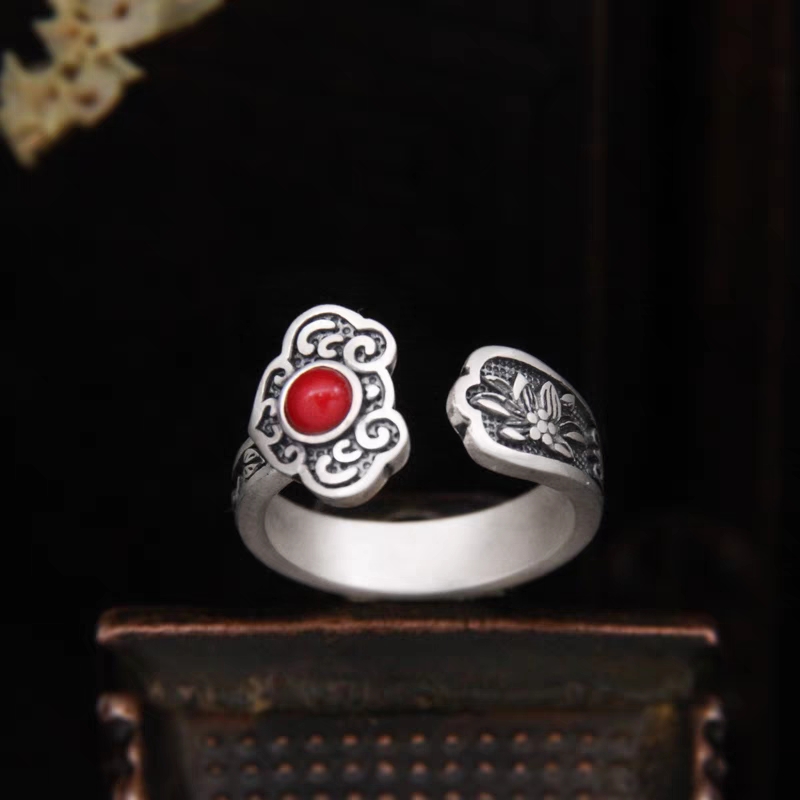 思兰银饰925银如意戒指南红戒指复古风戒指详情图4