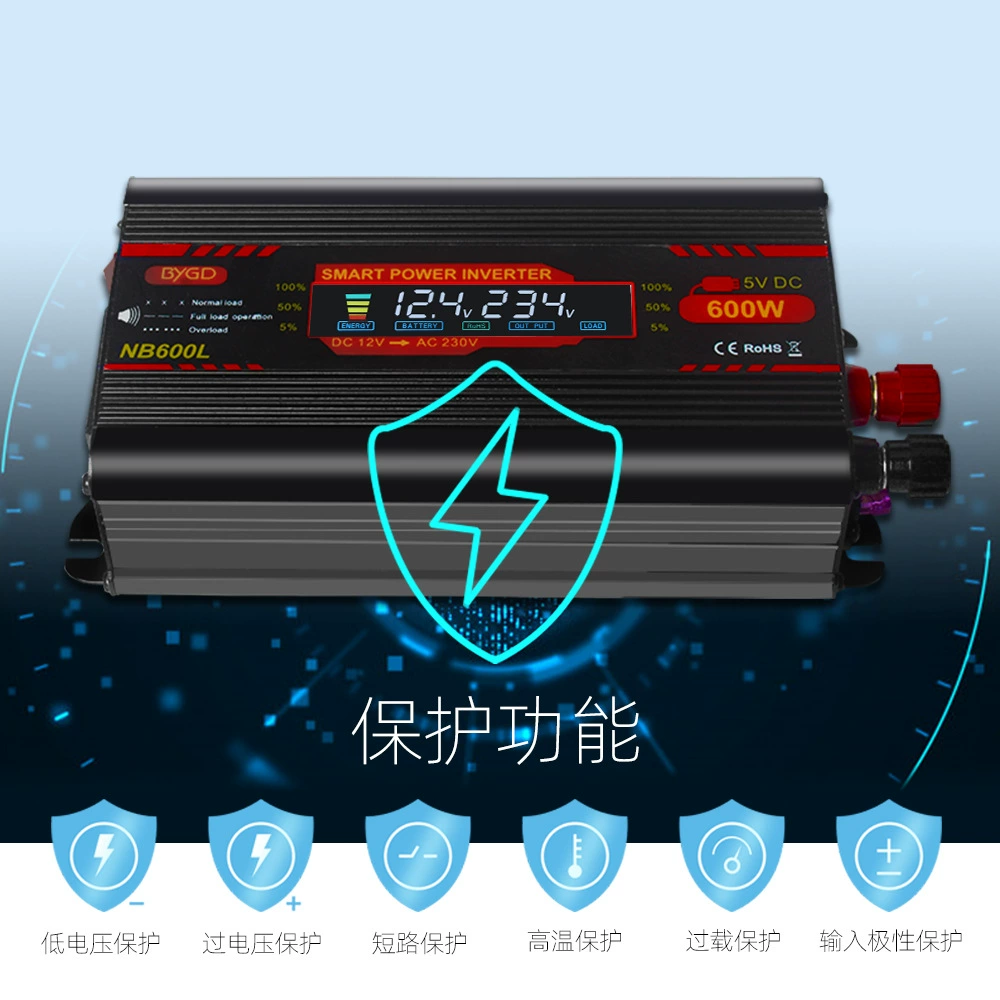 1000W1500w Car Inverter 600W 12V To 220V Digital Display Power Inverter details Picture