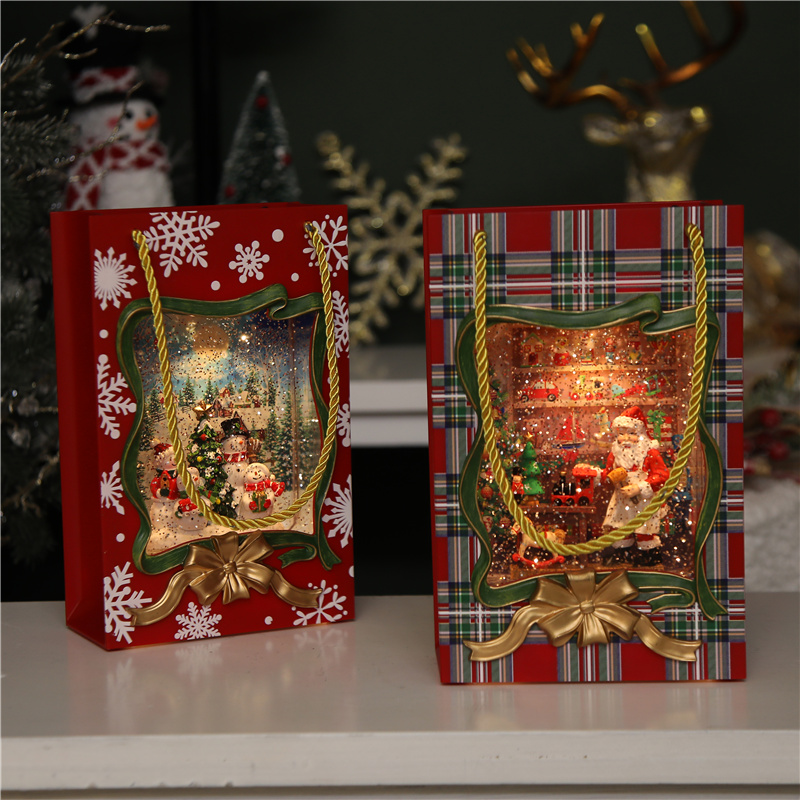 WDL-21015 圣诞节装饰水灯礼物袋礼物玩具珠宝店面摆件产品雪人音乐盒详情图1