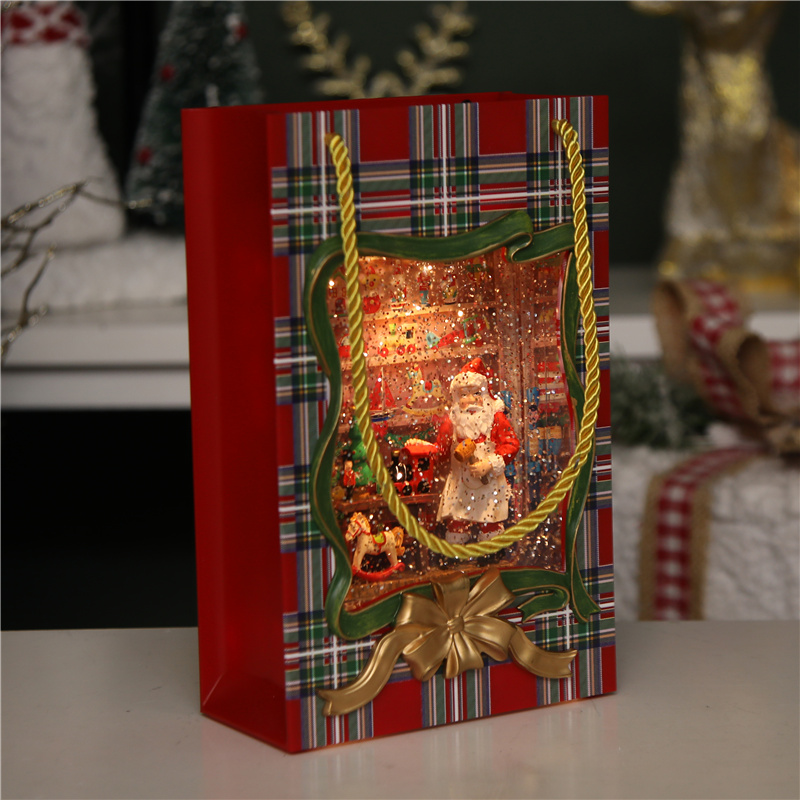 WDL-21015 圣诞节装饰水灯礼物袋礼物玩具珠宝店面摆件产品雪人音乐盒产品图